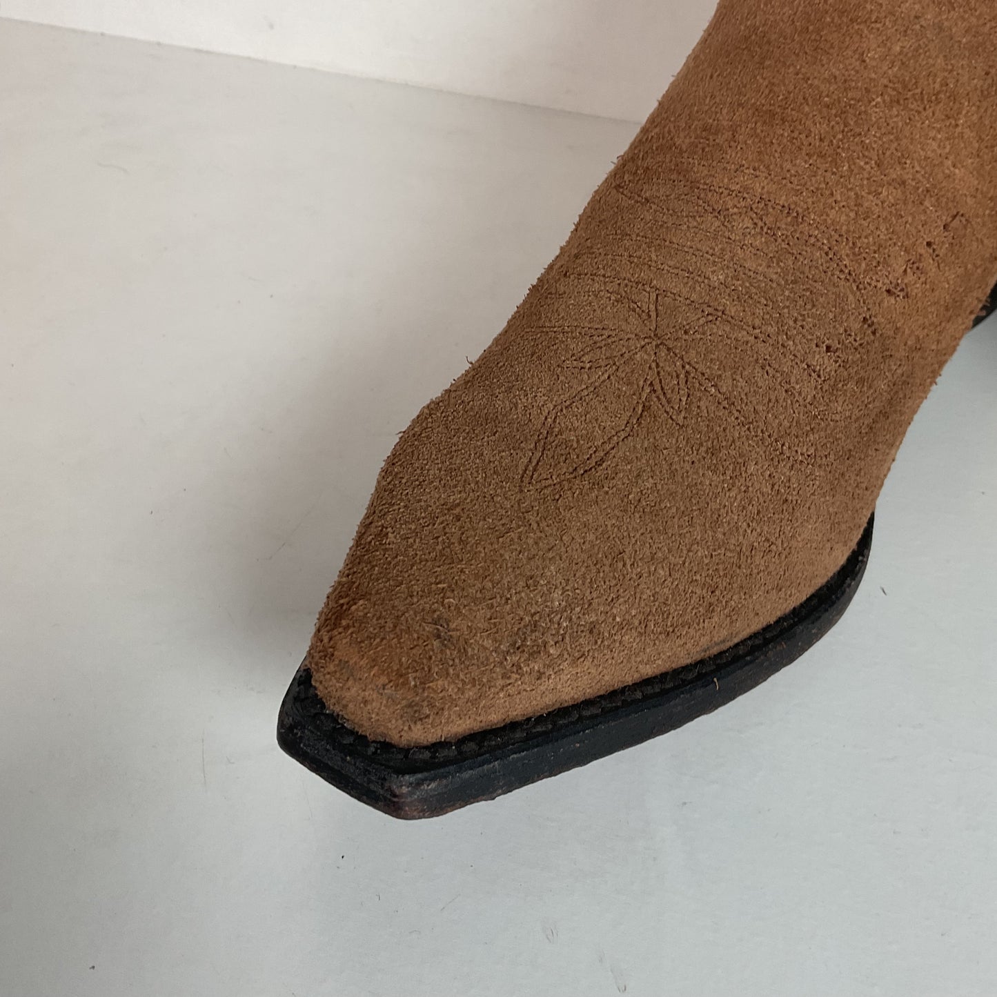 Dan Post Pee Wee Suede Cowgirl Boots 8 M Rough Out Suede