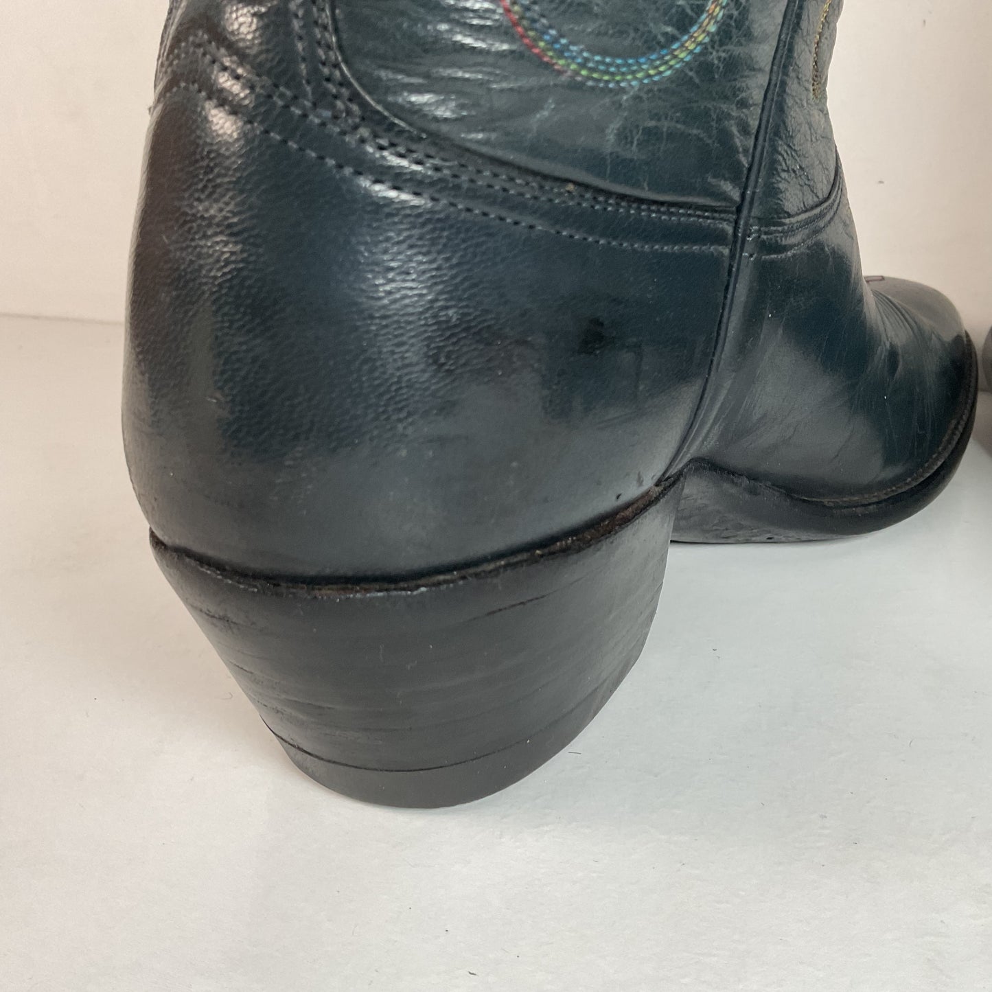 Vintage 1980s Lucchese San Antonio Navy Blue Cowboy Boots Men’s 9 B | Women’s 10