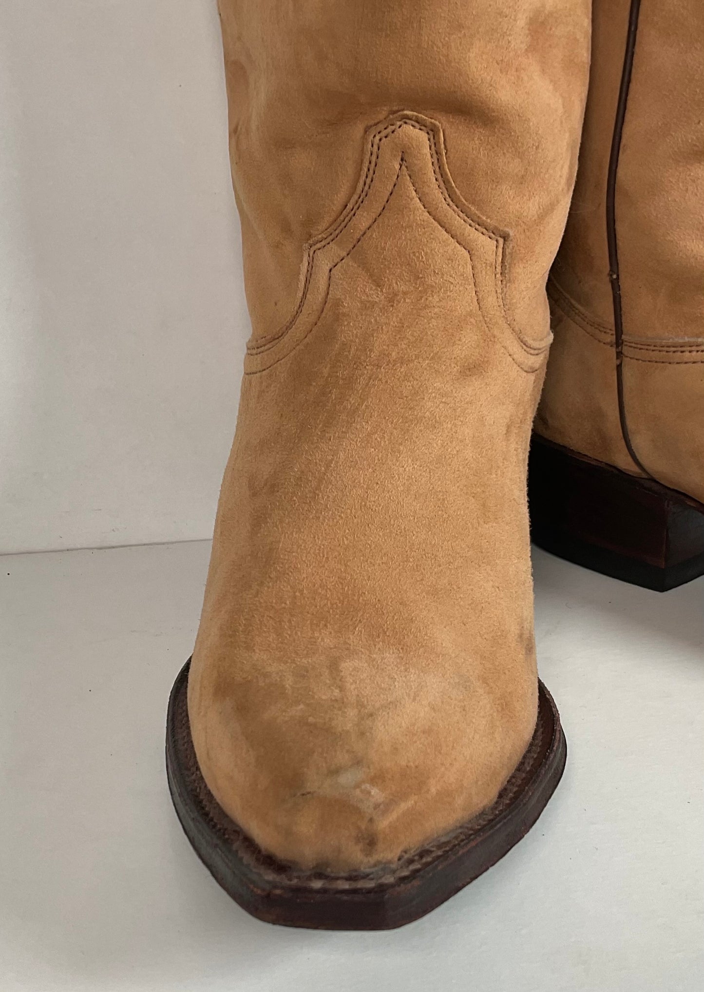 F. H. Senka Cowgirl Boots 8.5 US Nubuck Suede Snip Toe