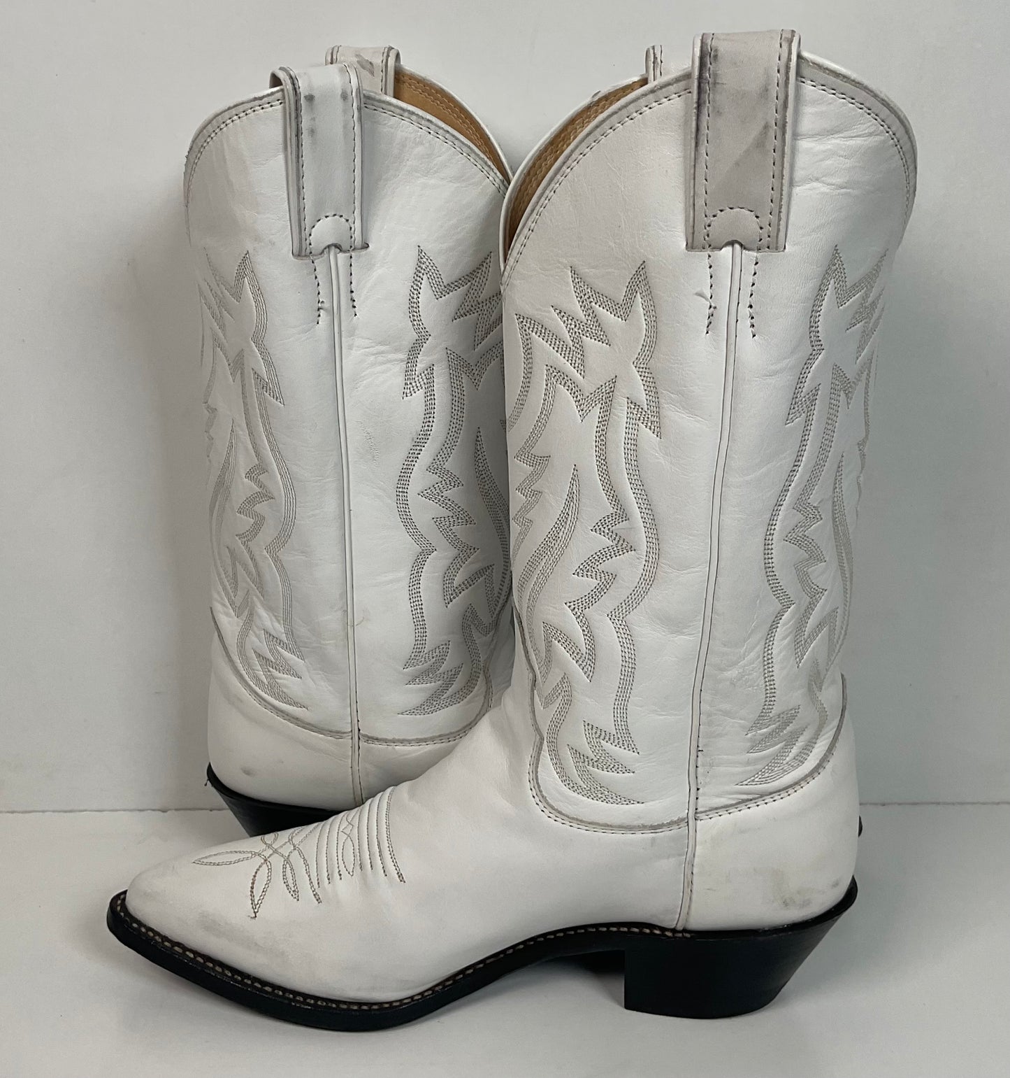 Justin Wedding White Cowgirl Boots 8 B USA Made