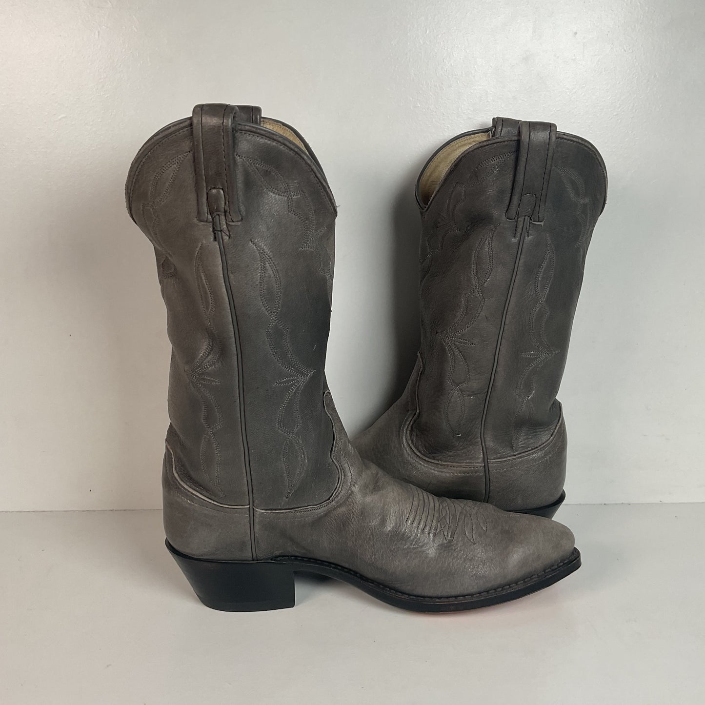 Vintage Dan Post Grey Elk Skin Cowboy Boots 10.5 D USA Made Old Label