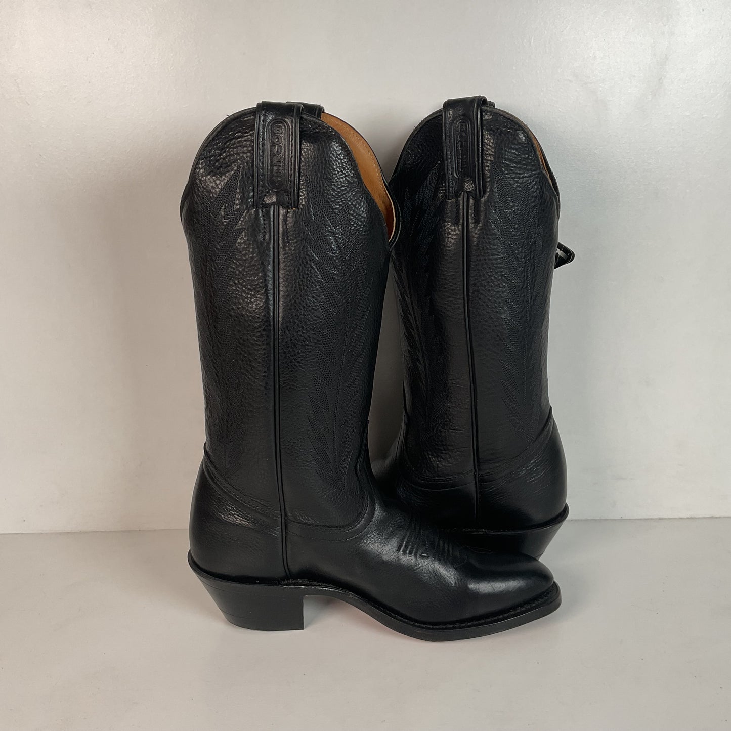 Boulet Classic Black Cowgirl Boots 6.5 C Deerskin New With Tags
