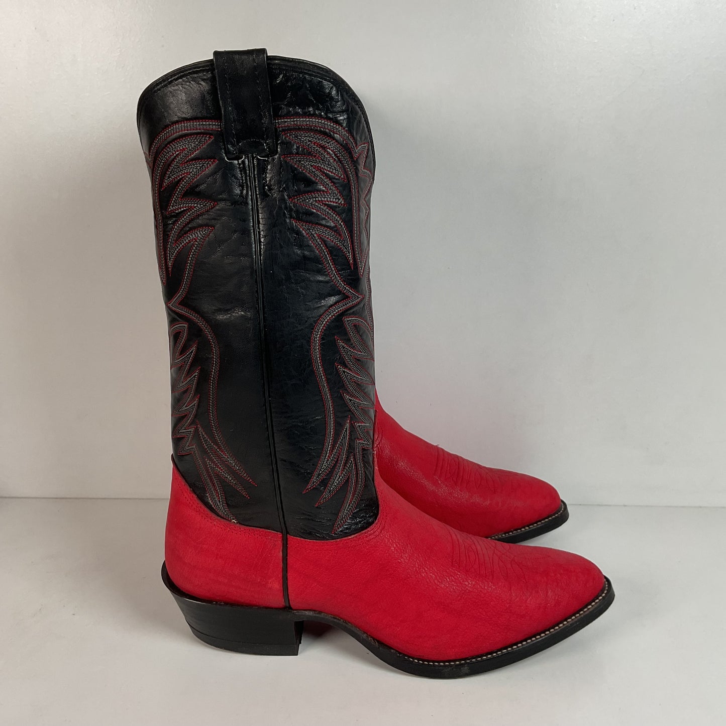 Vintage Nocona Red Water Buffalo Cowboy Boots 10 EE USA Made