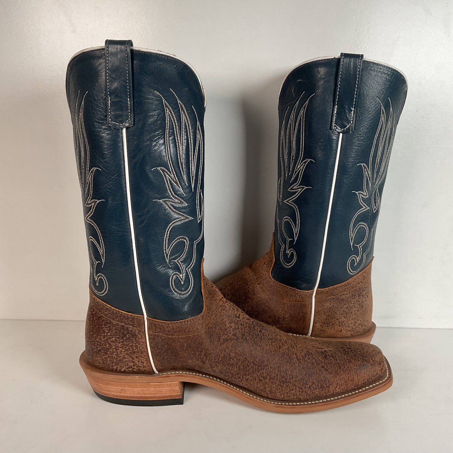 Olathe Pig Skin Suede Cowboy Boots 18 B (Narrow) Rough Out Custom