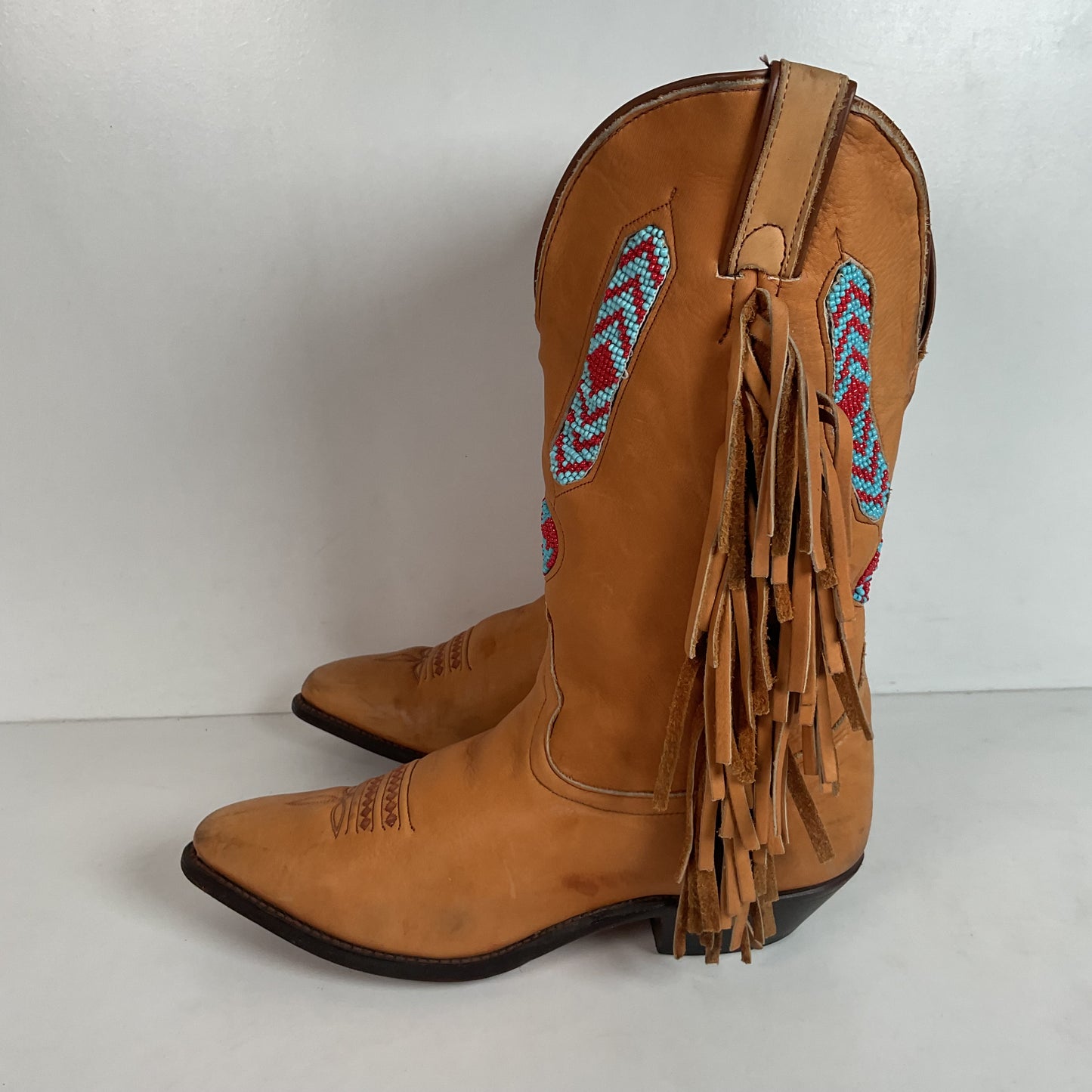 Vintage Code West Navajo Fringe Cowgirl Boots 8.5 M USA Made