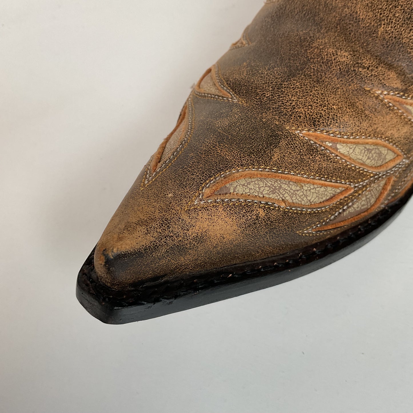 Old Gringo Cowgirl Boots 7 B Tooled Leaf Inlay Recrafted