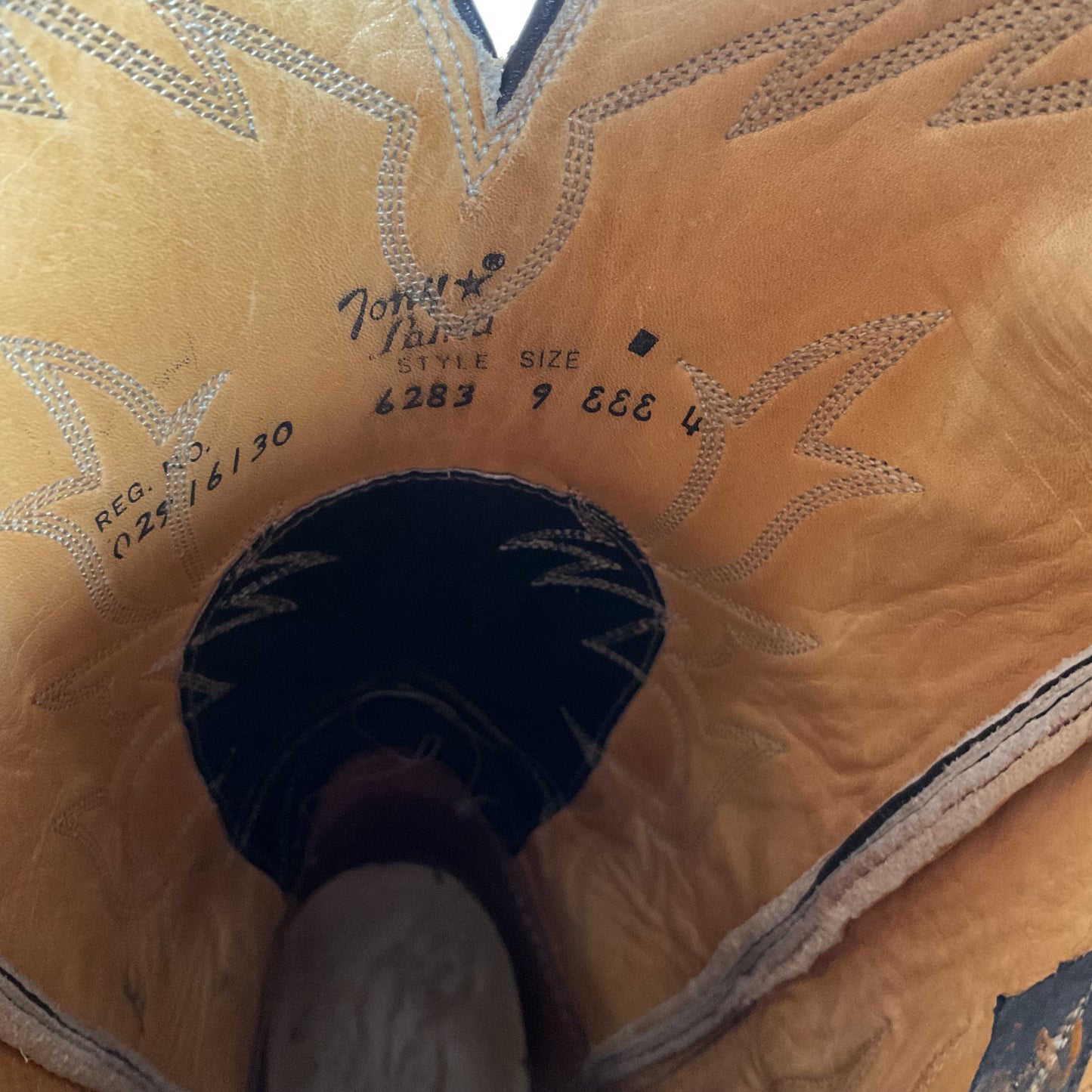 Vintage Tony Lama Exotic Caribou Cowboy Boots 9 EEE Gold Label