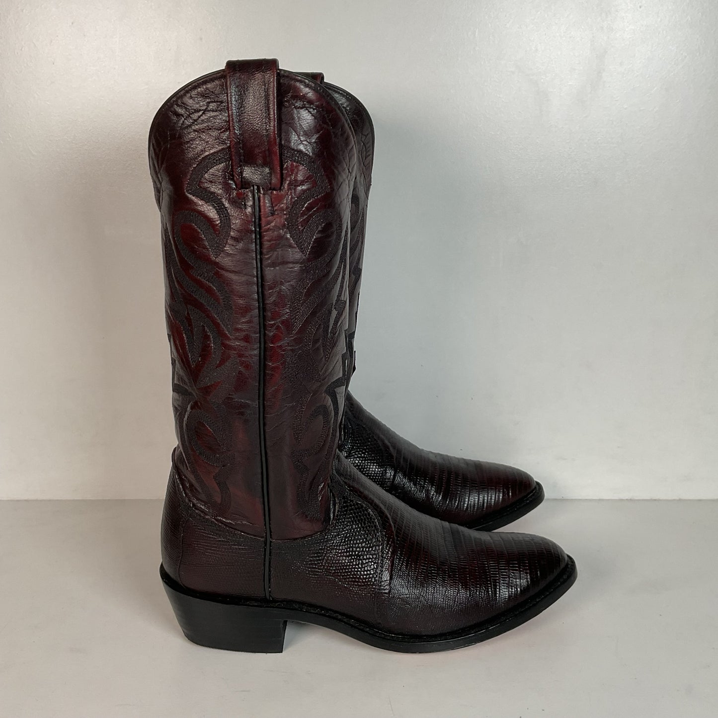 Dan Post Black Cherry Teju Lizard Cowboy Boots 8 D