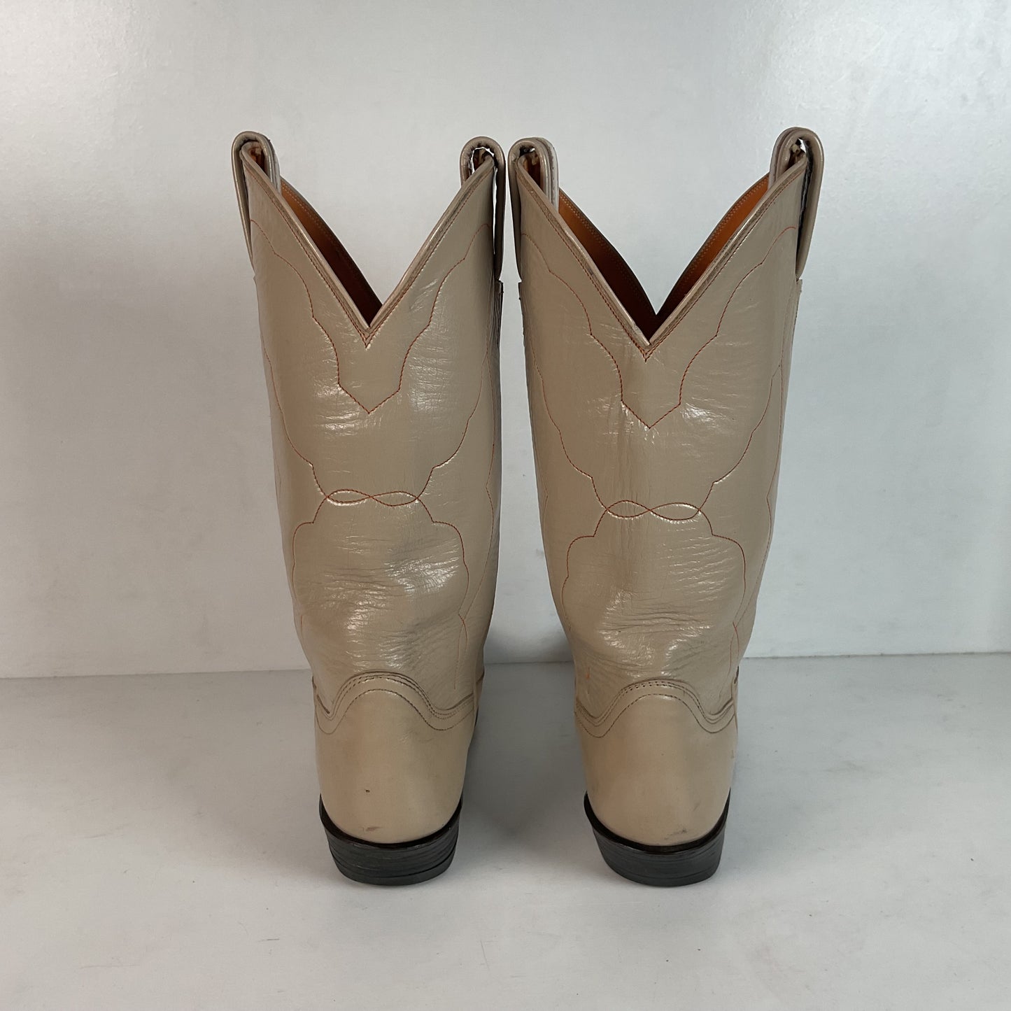 Vintage Tony Lama Lizard Wingtip Cowgirl Boots 5.5 A Creme Leather