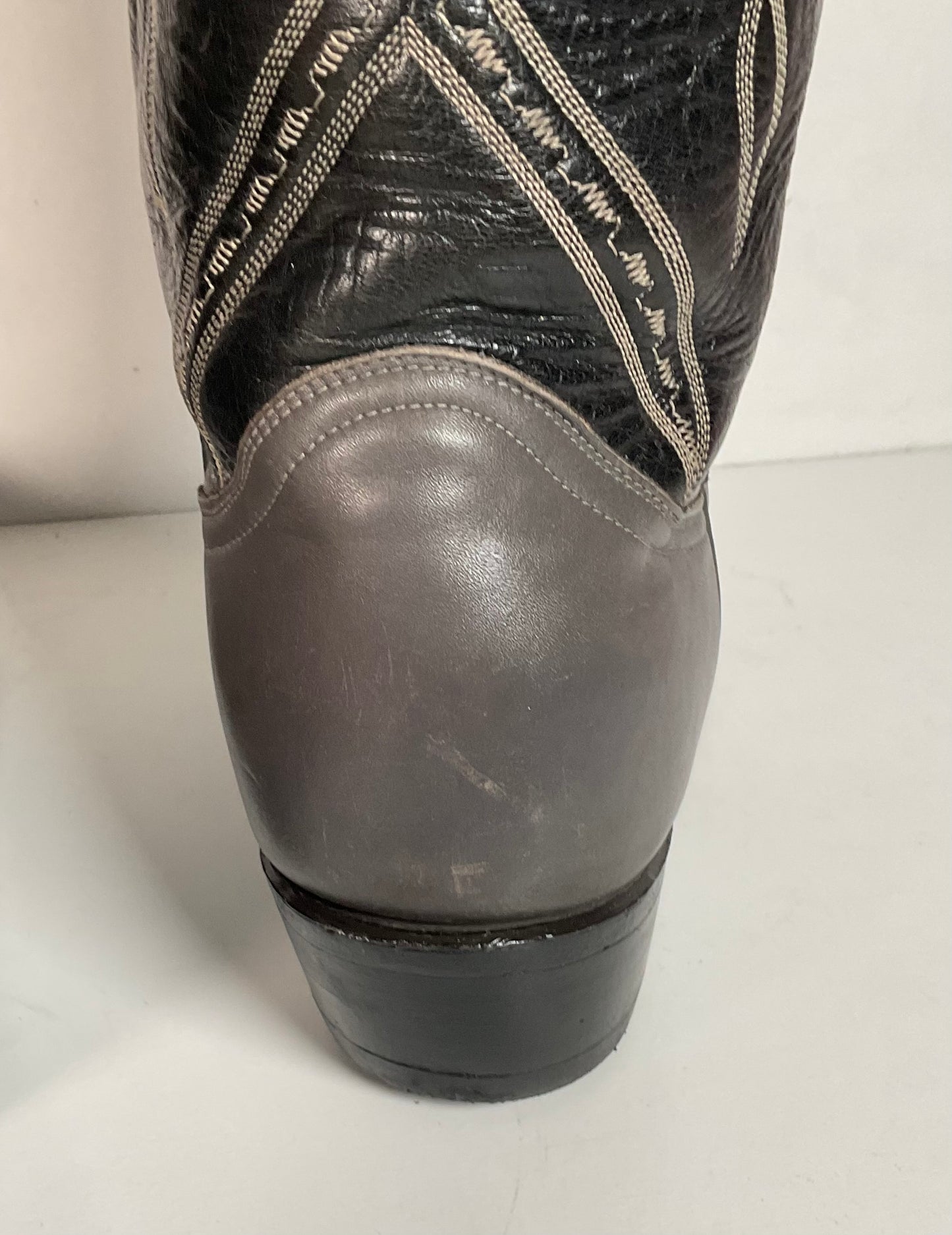 Vintage Tony Lama Grey Lizard Wingtip Cowboy Boots 10.5 D Gold Label Recraft