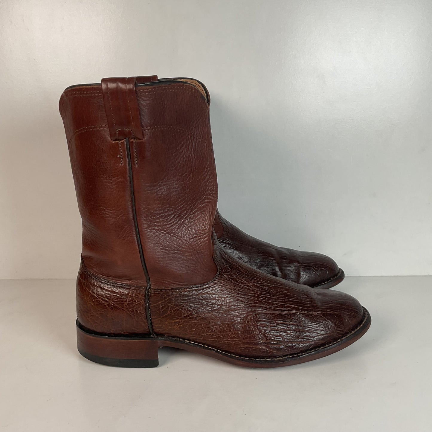 Vintage Larry Mahan Smooth Ostrich Roper Boots 12 D Exotic