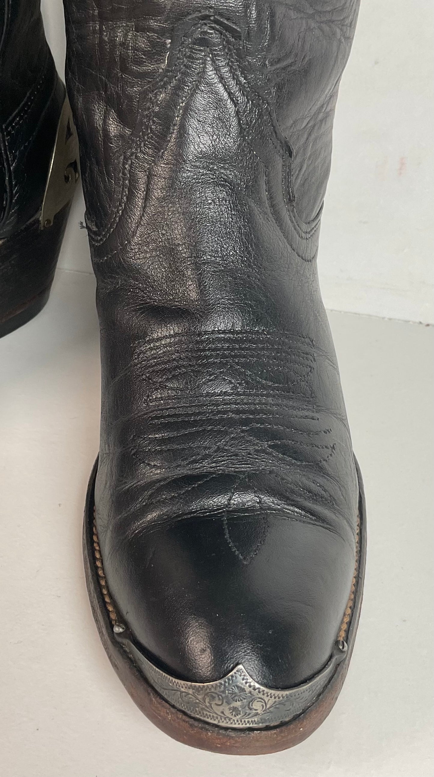 Vintage Laredo Snakeskin Overlay Cowgirl Boot 8 B USA Made Python