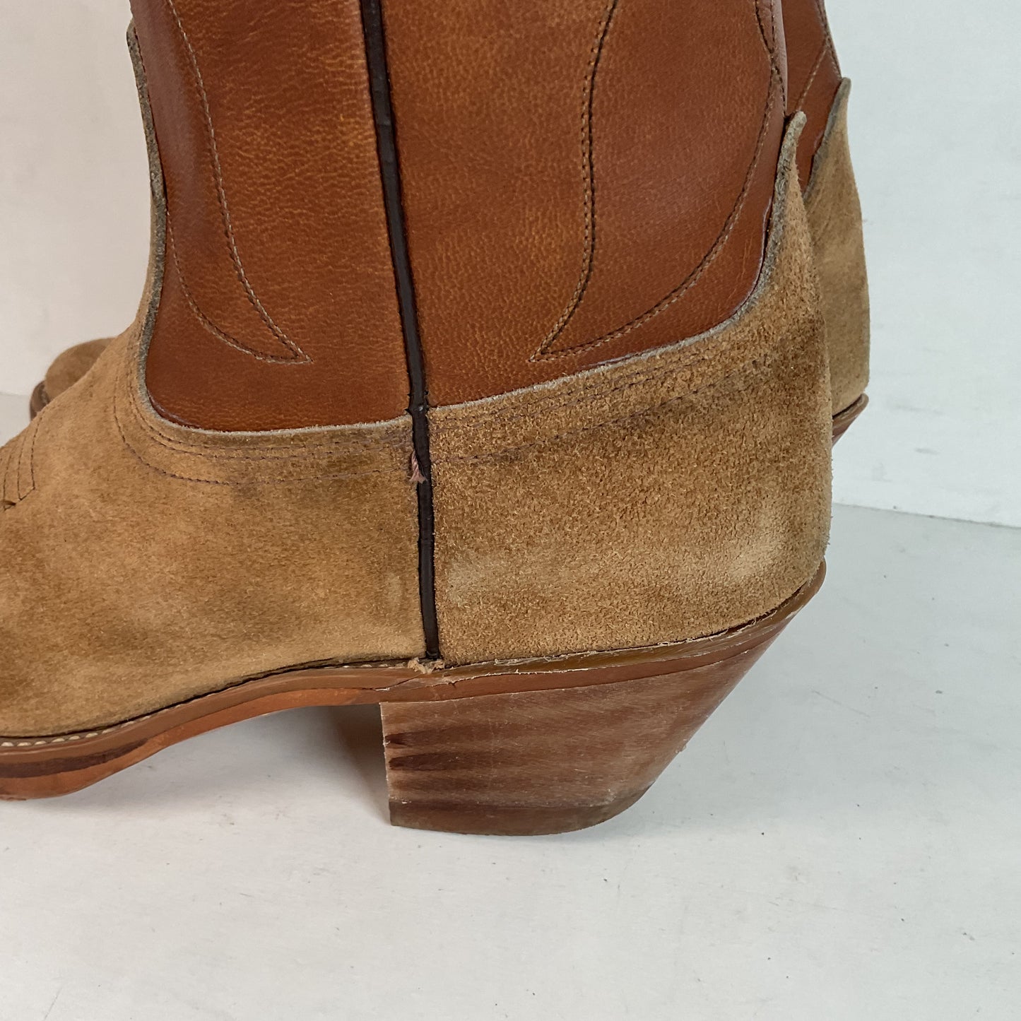 Vintage Dingo Acme Men’s Suede Rough Out Buckaroo Cowboy Boots 8 B USA Made