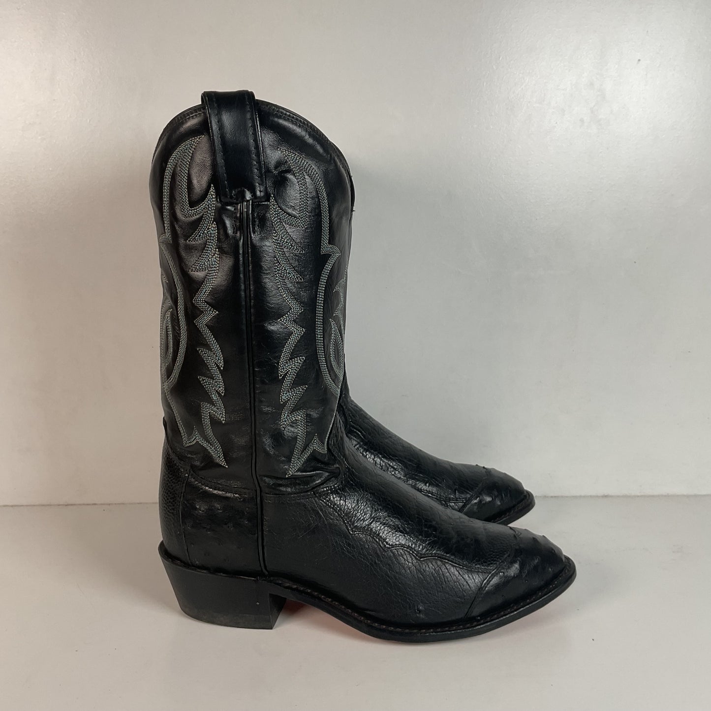 Tony Lama Smooth, Pin Quill Ostrich Cowboy Boots 8.5 EE Wingtip Exotic USA
