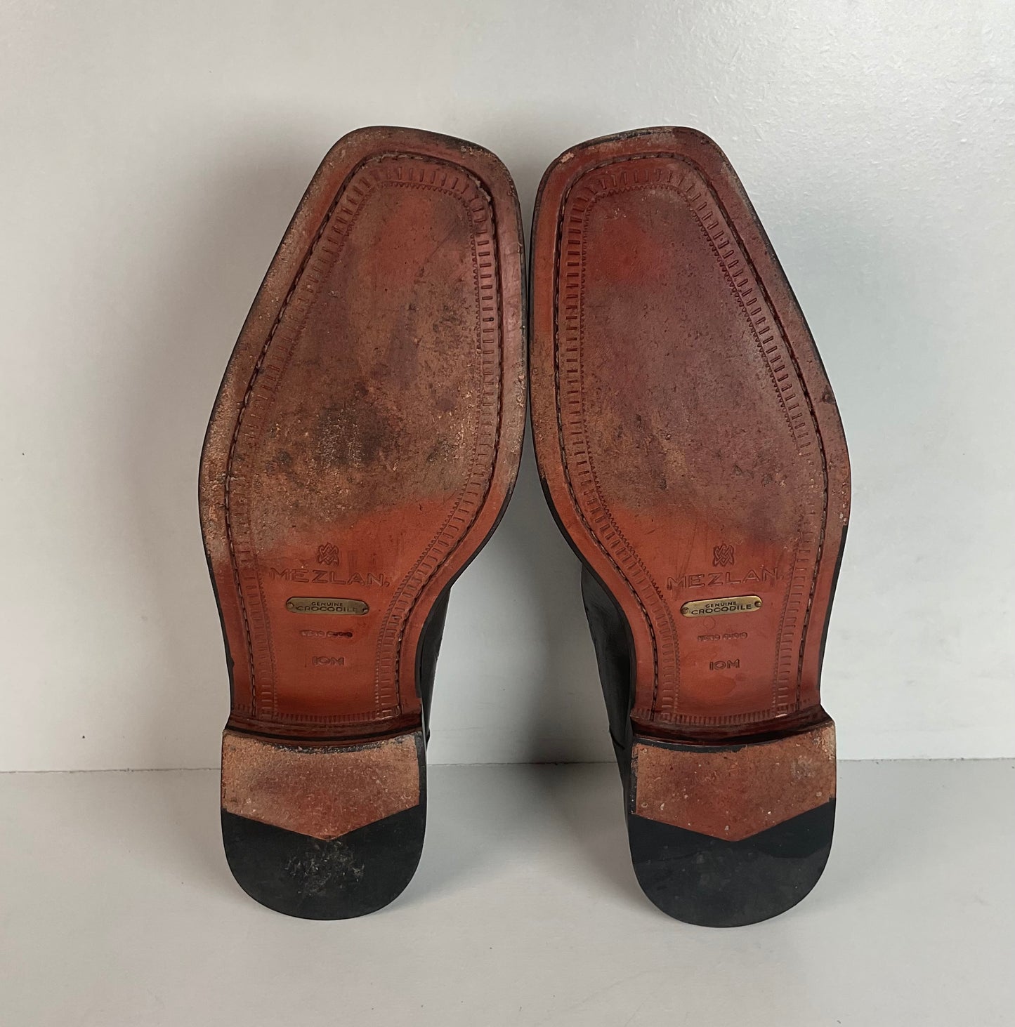 Mezlan Grey Crocodile Derby Shoes 10 M Exotic Bias Cut