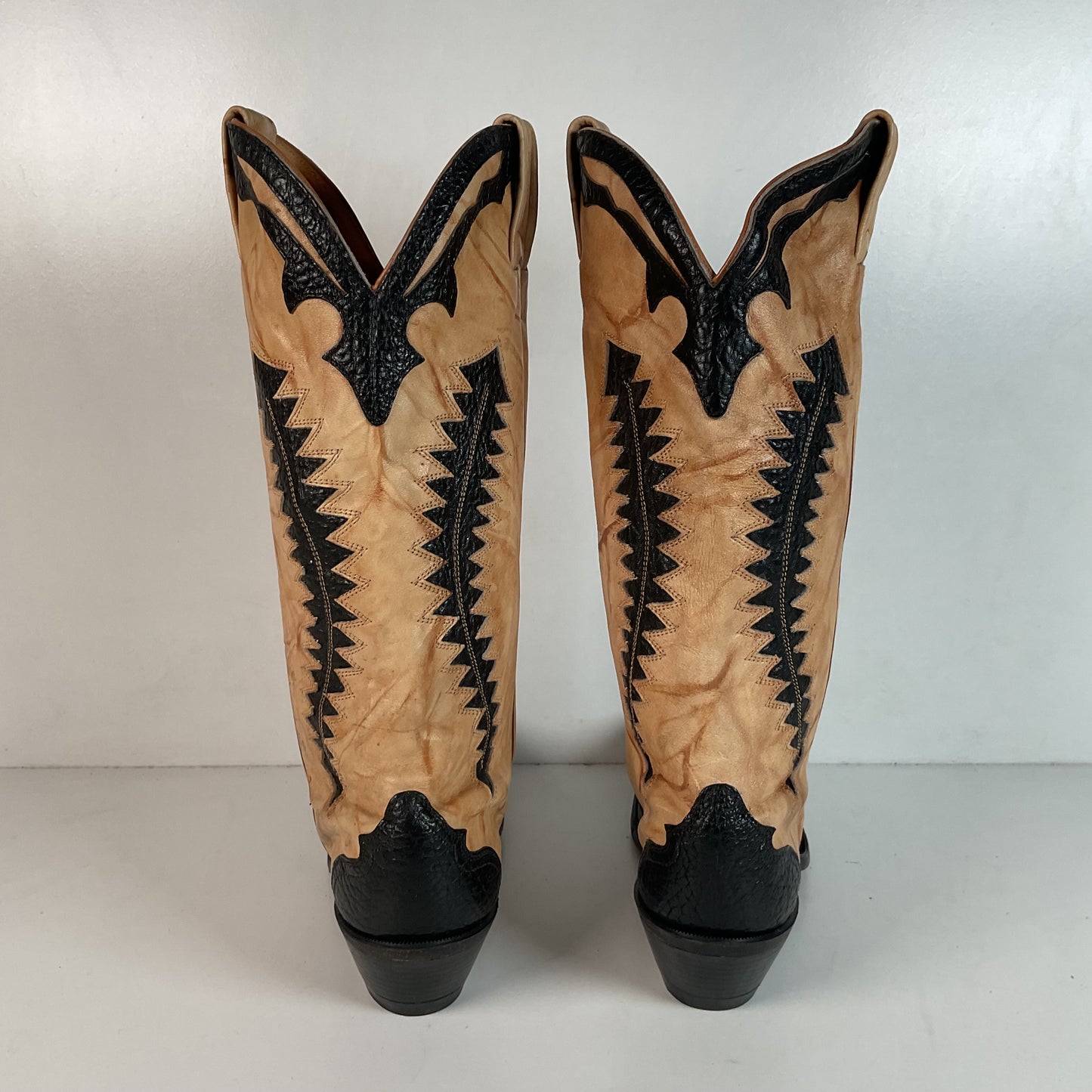 Boulet Men’s Tall Bullhide Cowboy Boots 9 E Tooled Inlay, Overlay