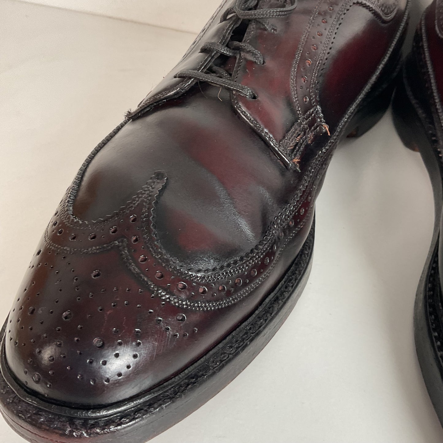 Early Florsheim Imperial Kenmoor Derby Shoes 10 C Shell Cordovan