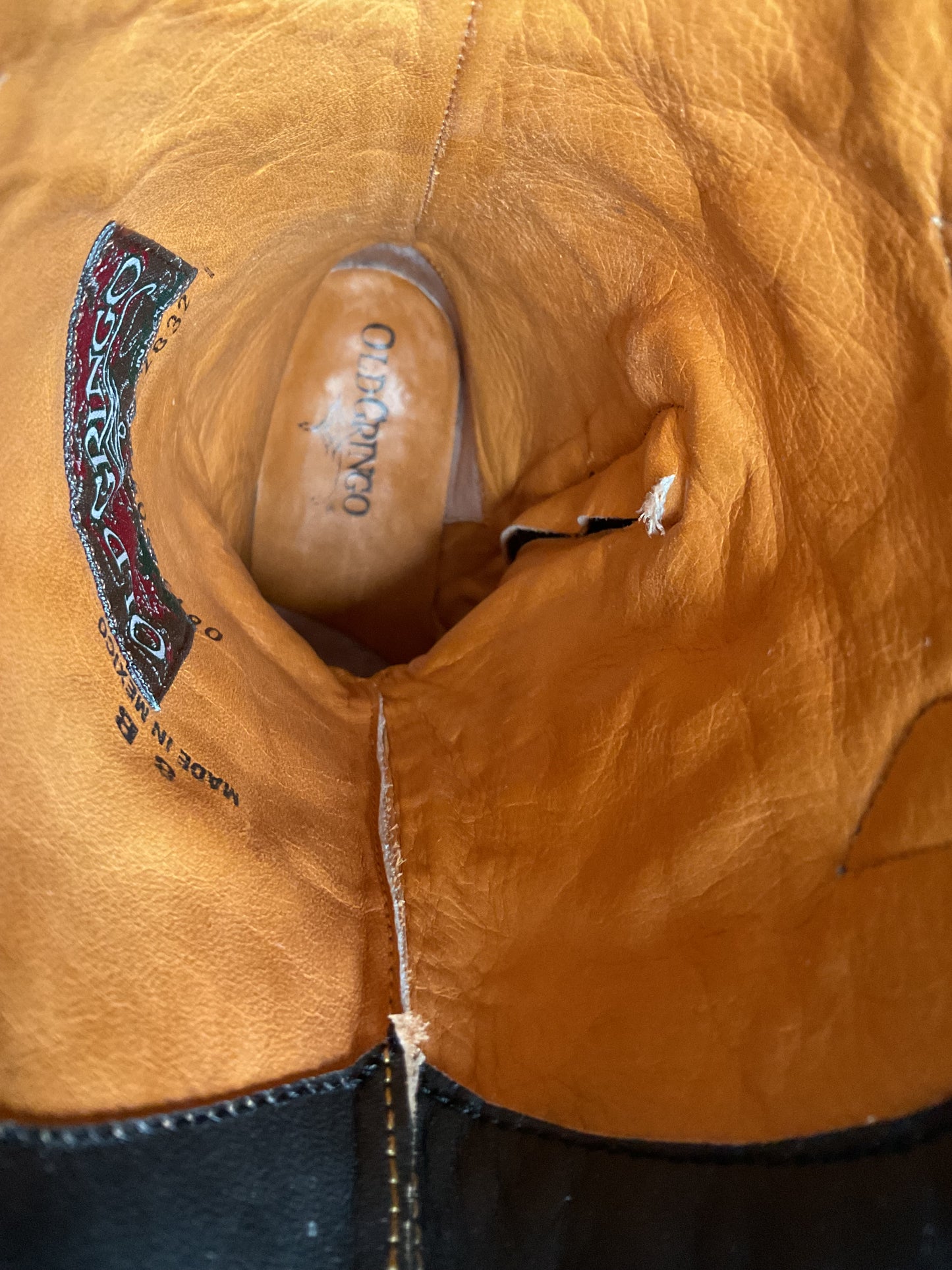 Old Gringo Western Zipper Boots 8 B Cowgirl Tooled Overlay