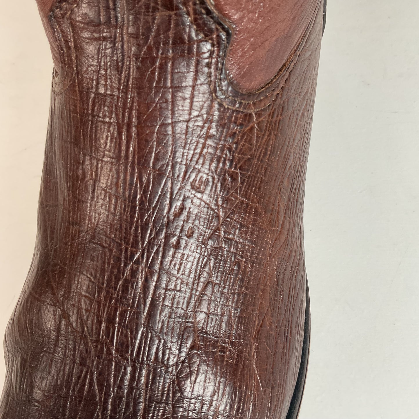 Vintage Larry Mahan Smooth Ostrich Roper Boots 12 D Exotic