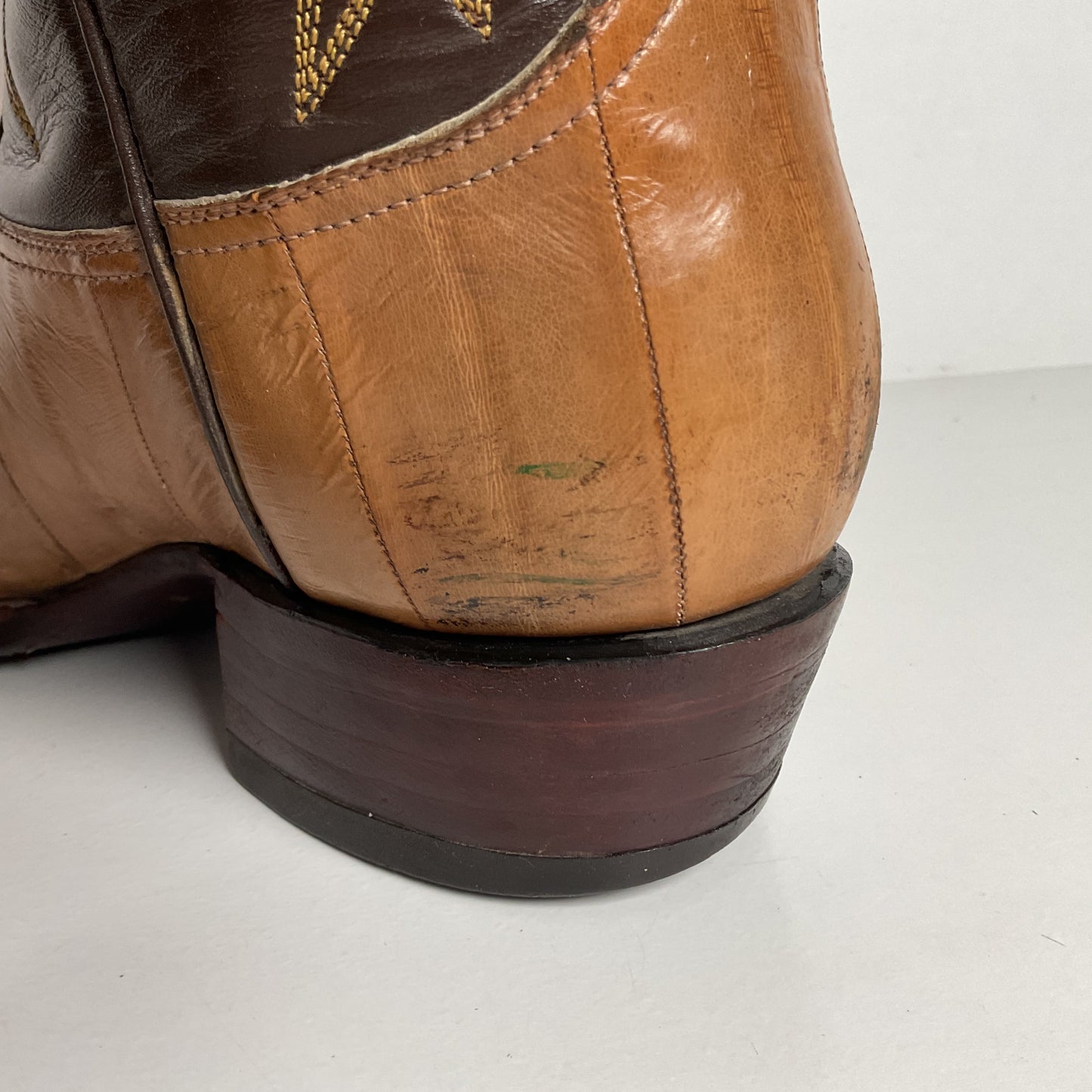 Vintage Eel Skin Cowboy Boots | Exotic | Butterscotch | Narrow | Men’s 11.5 B