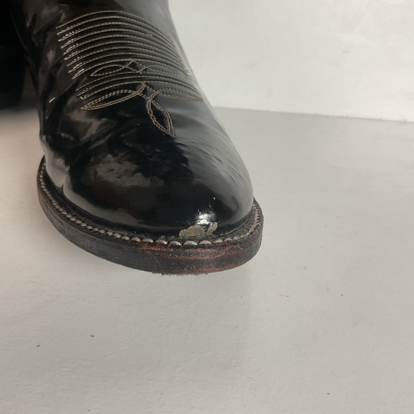 Late 1960s Tony Lama Patent Leather Cowboy Boots 10.5 D Glossy USA Made