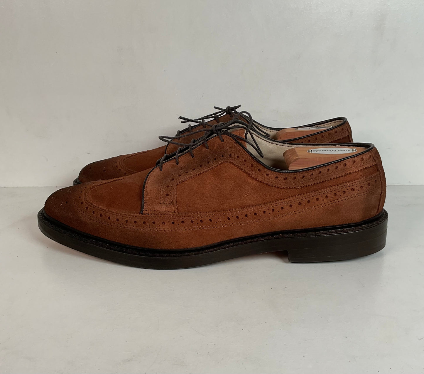 Vintage Allen Edmonds Suede Derby Shoes 11 D Long Wing Gunboat