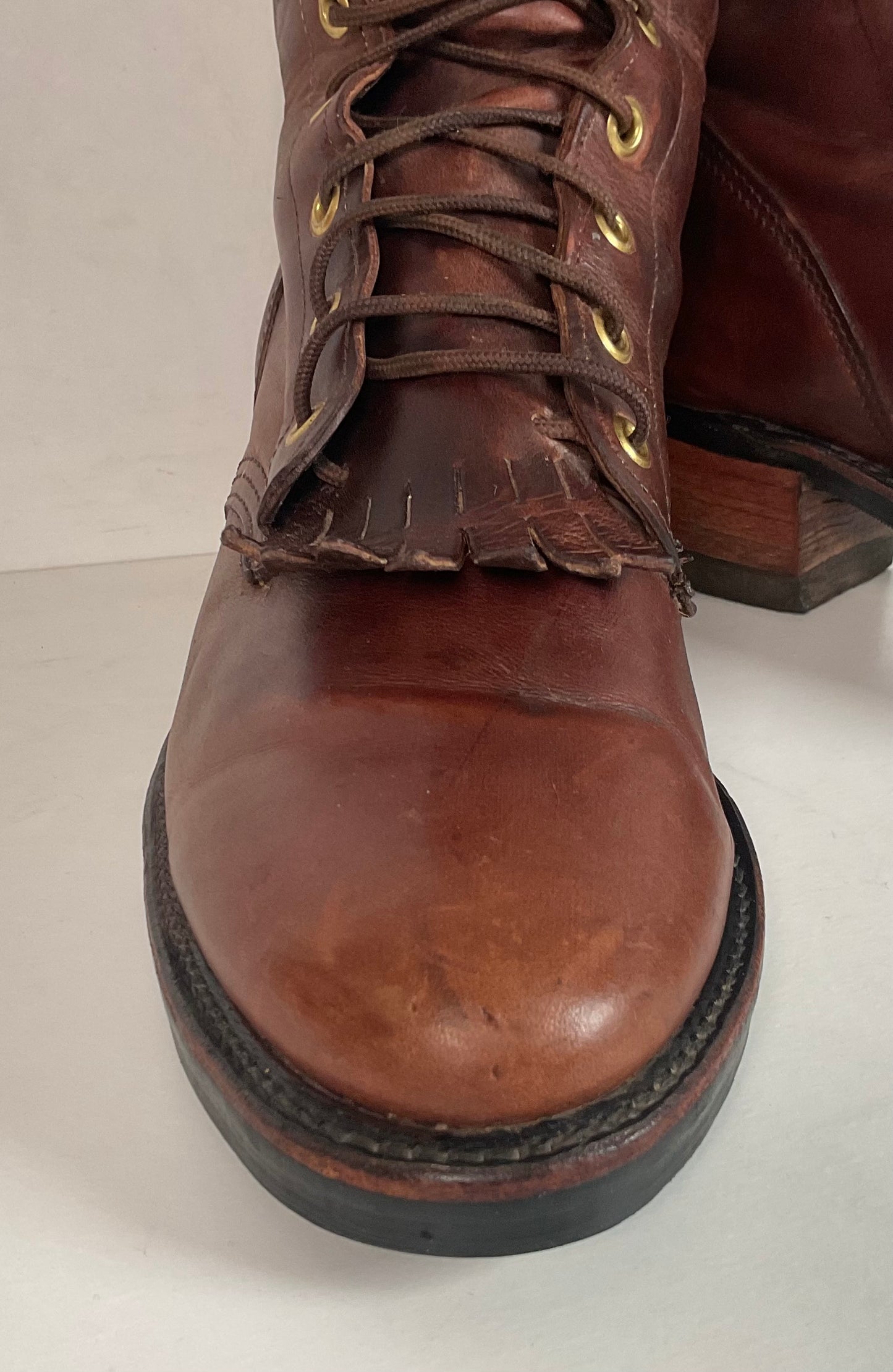 Vintage J. Chisholm Kiltie Packer Boots 10 D USA Made Soft Toe