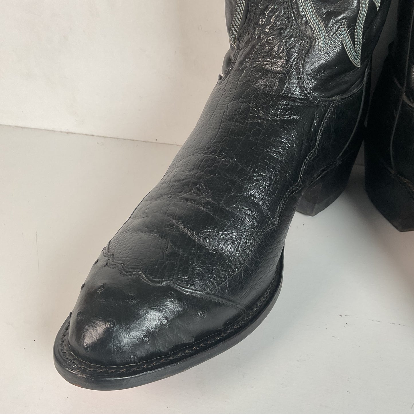 Tony Lama Smooth, Pin Quill Ostrich Cowboy Boots 8.5 EE Wingtip Exotic USA