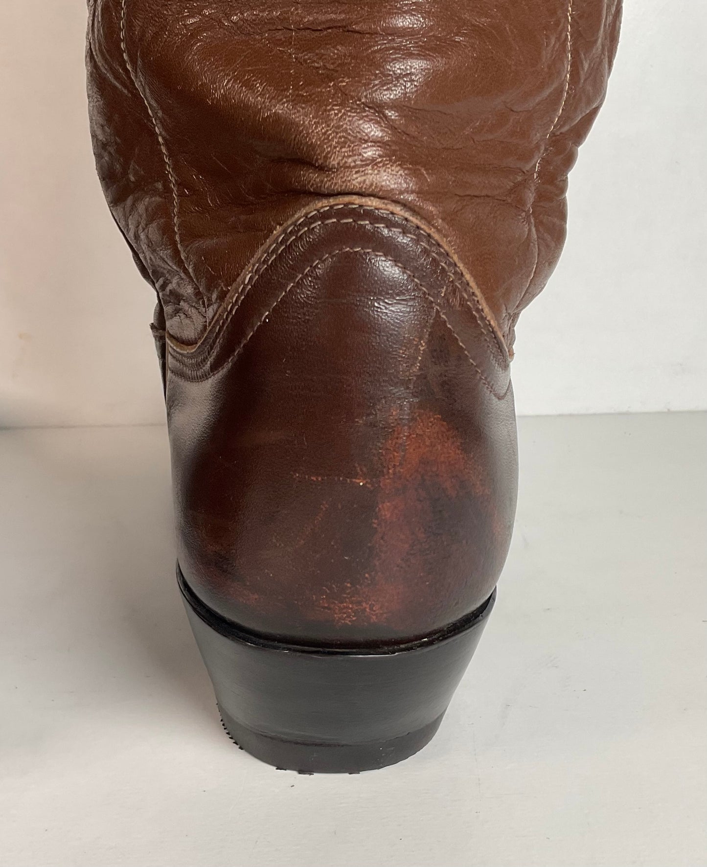 Vintage 1960s Tony Lama Wingtip Cowboy Boots 9 D Gold Label Recraft