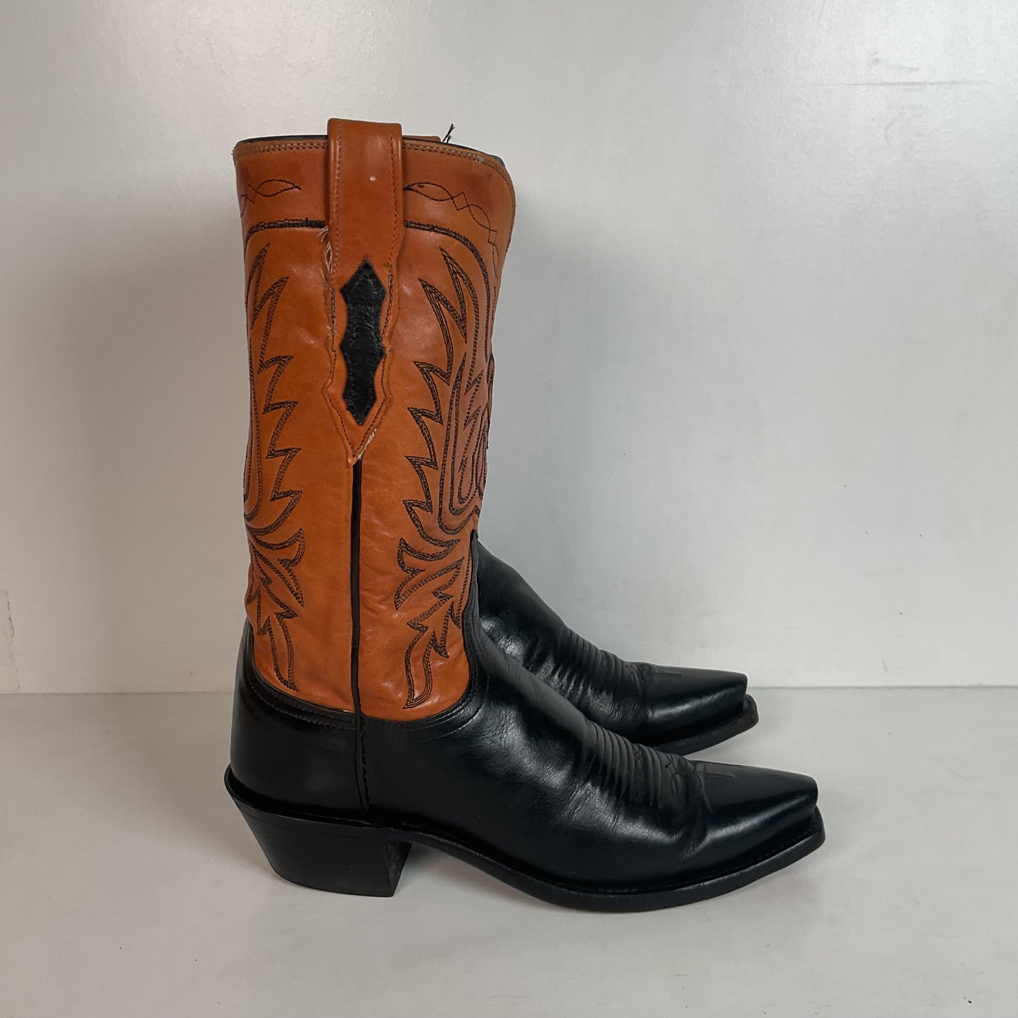 Lucchese 1883 Leather Cowgirl Boots 6.5 B Stitched Rust Brown