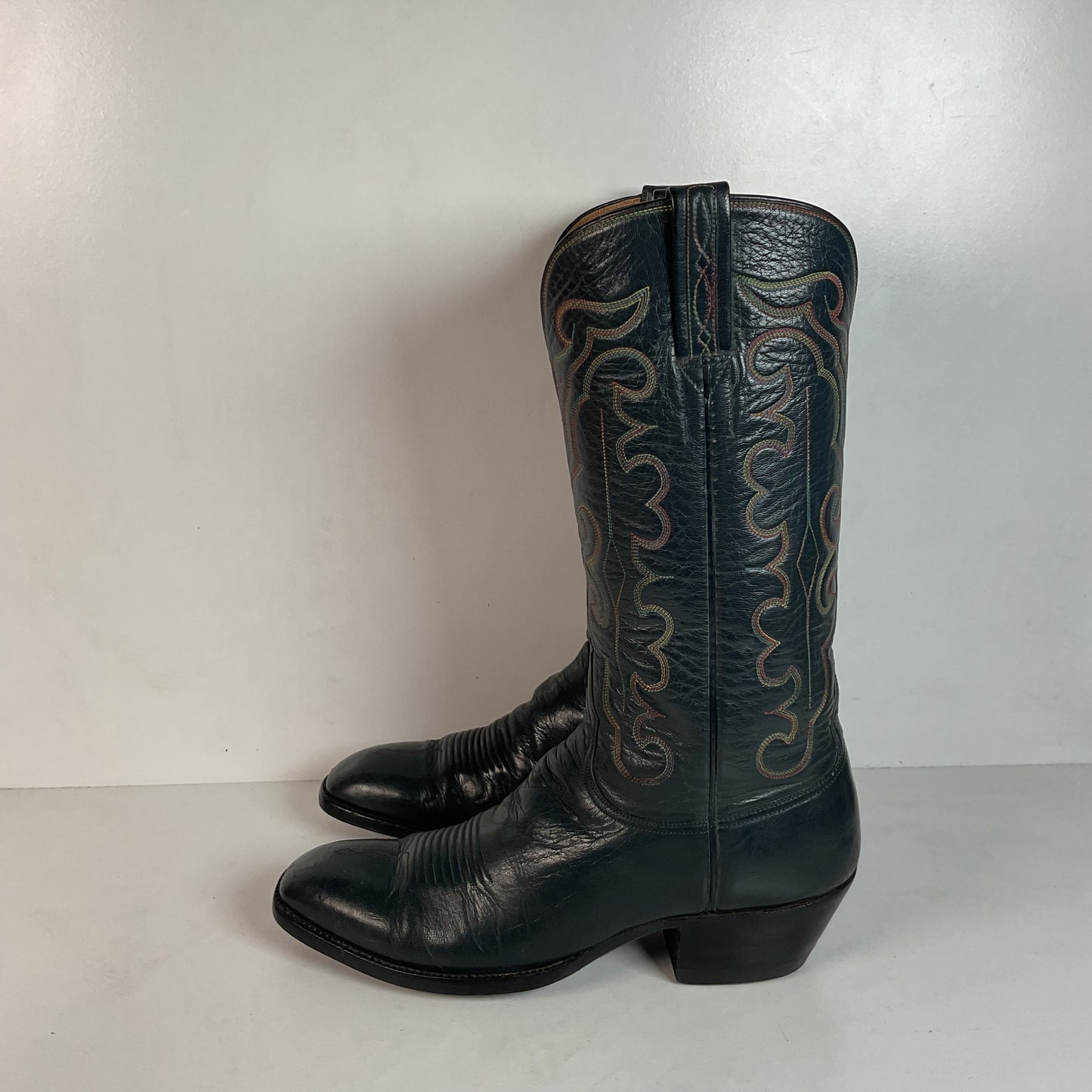 Vintage 1980s Lucchese San Antonio Navy Blue Cowboy Boots Men’s 9 B | Women’s 10