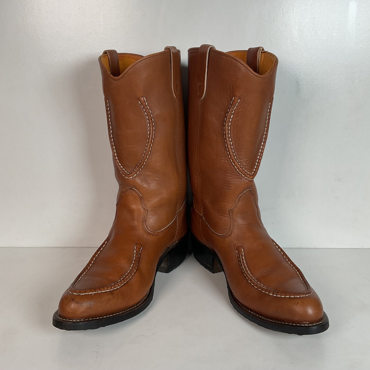 Vintage Double H Horseshoe Cowboy Work Boots 10 D USA Made Soft Toe