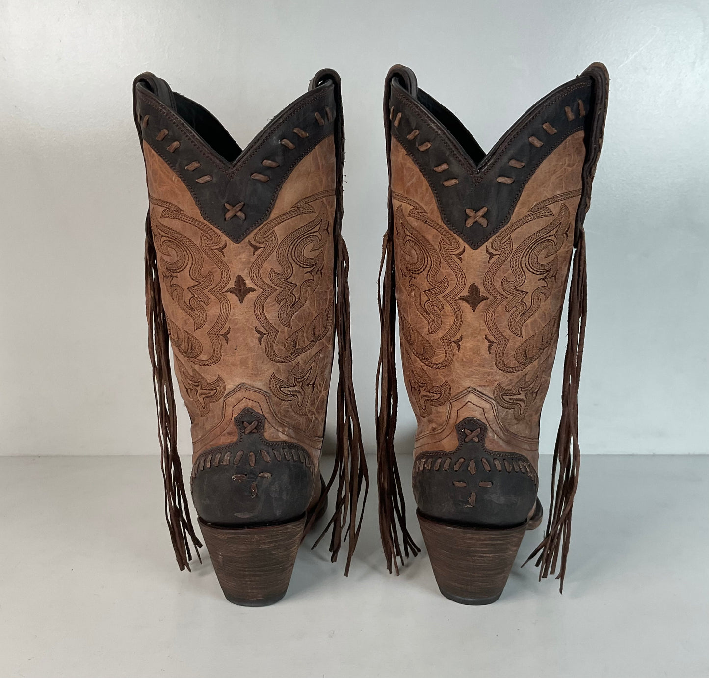 Lucchese Tucson Fringe Cowgirl Boots 9 B Wingtip
