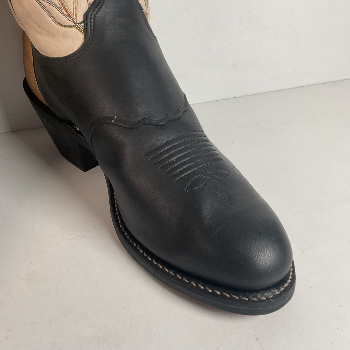 Olathe Rough Stock Cowboy Boots 10 D Black Mule Skin USA Made