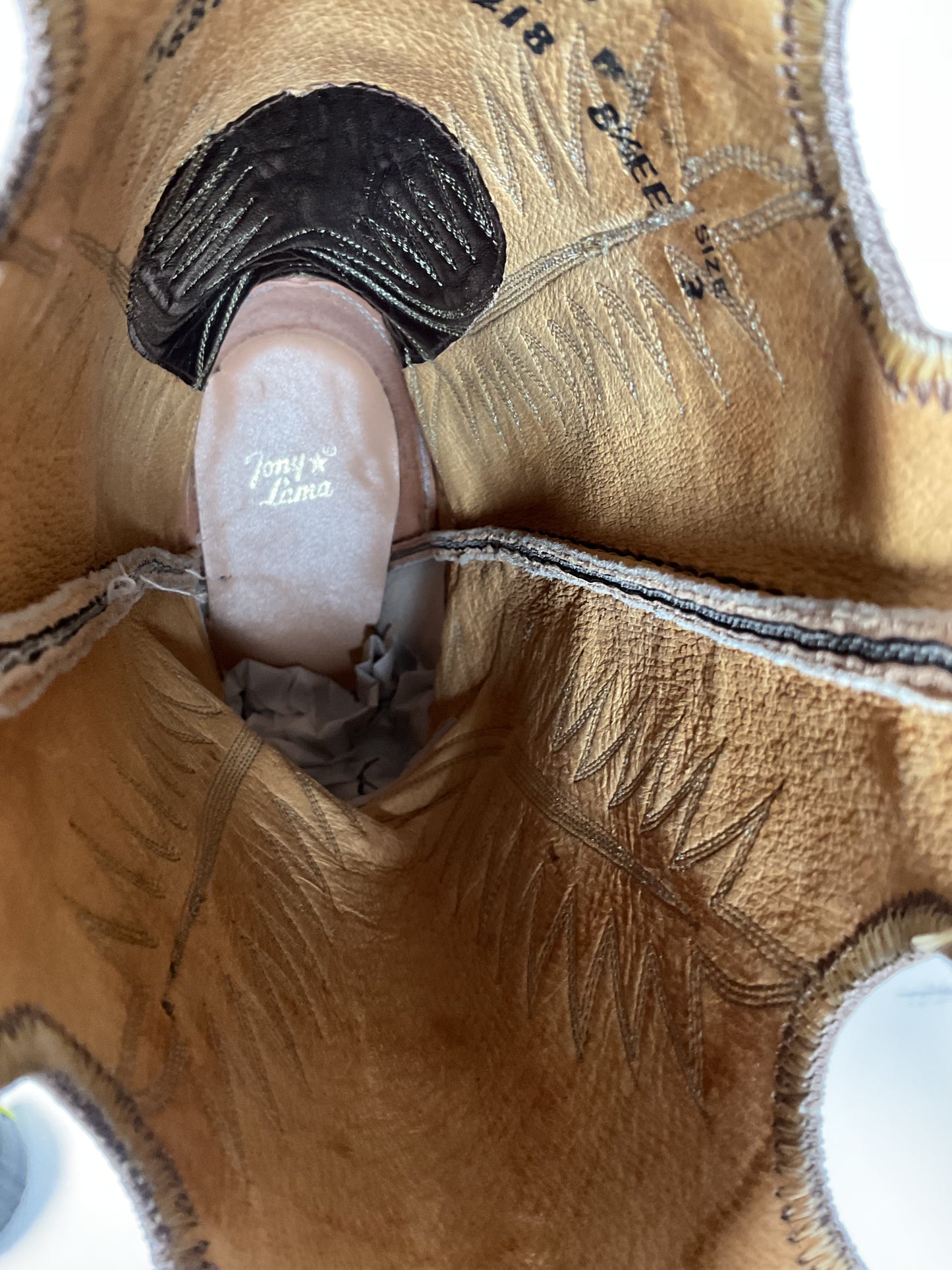 Vintage Tony Lama Caribou Cowboy Boots 8.5 EE Gold Label Exotic Buckaroo