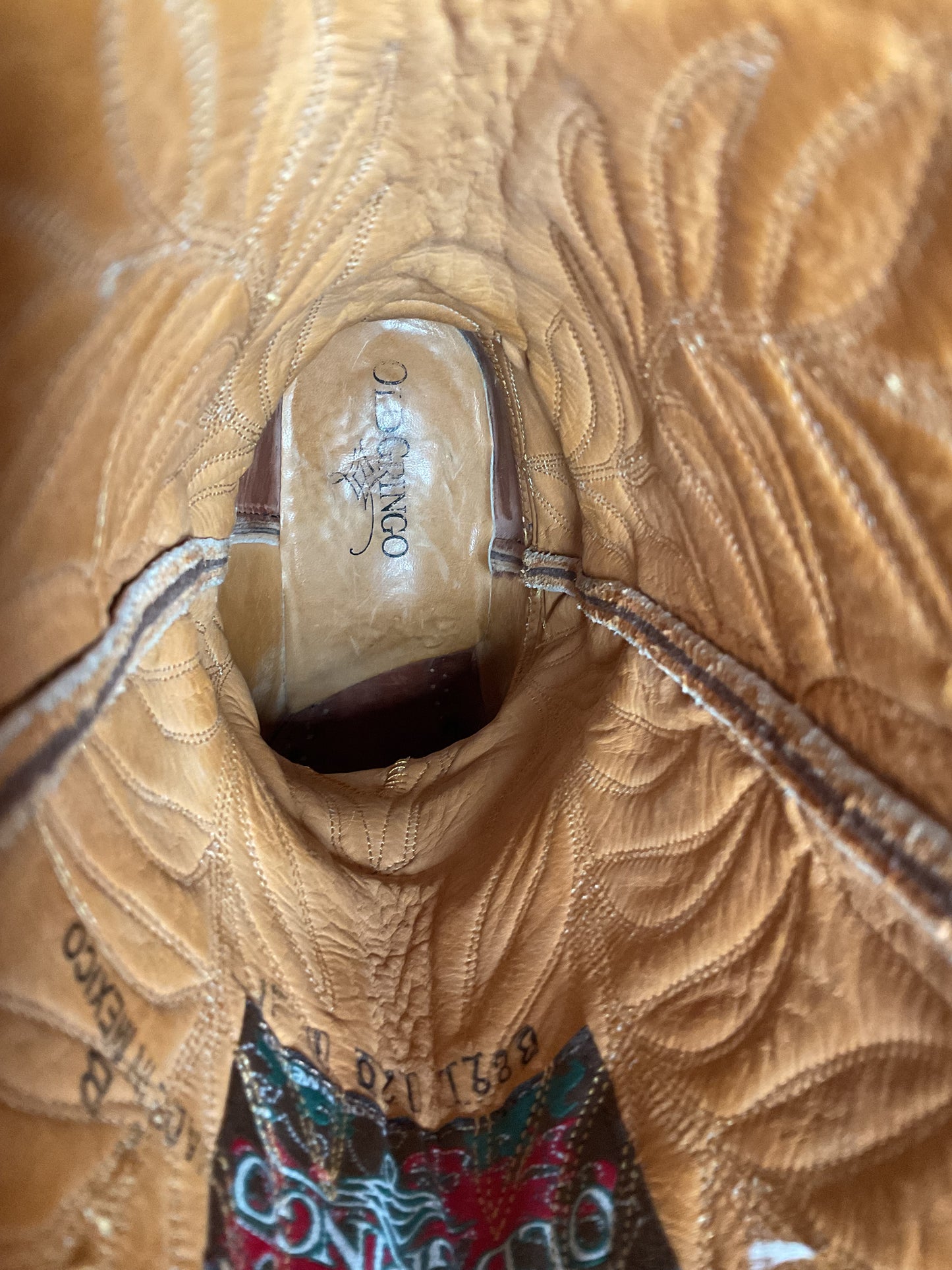 Old Gringo Cowgirl Boots 7 B Tooled Leaf Inlay Recrafted