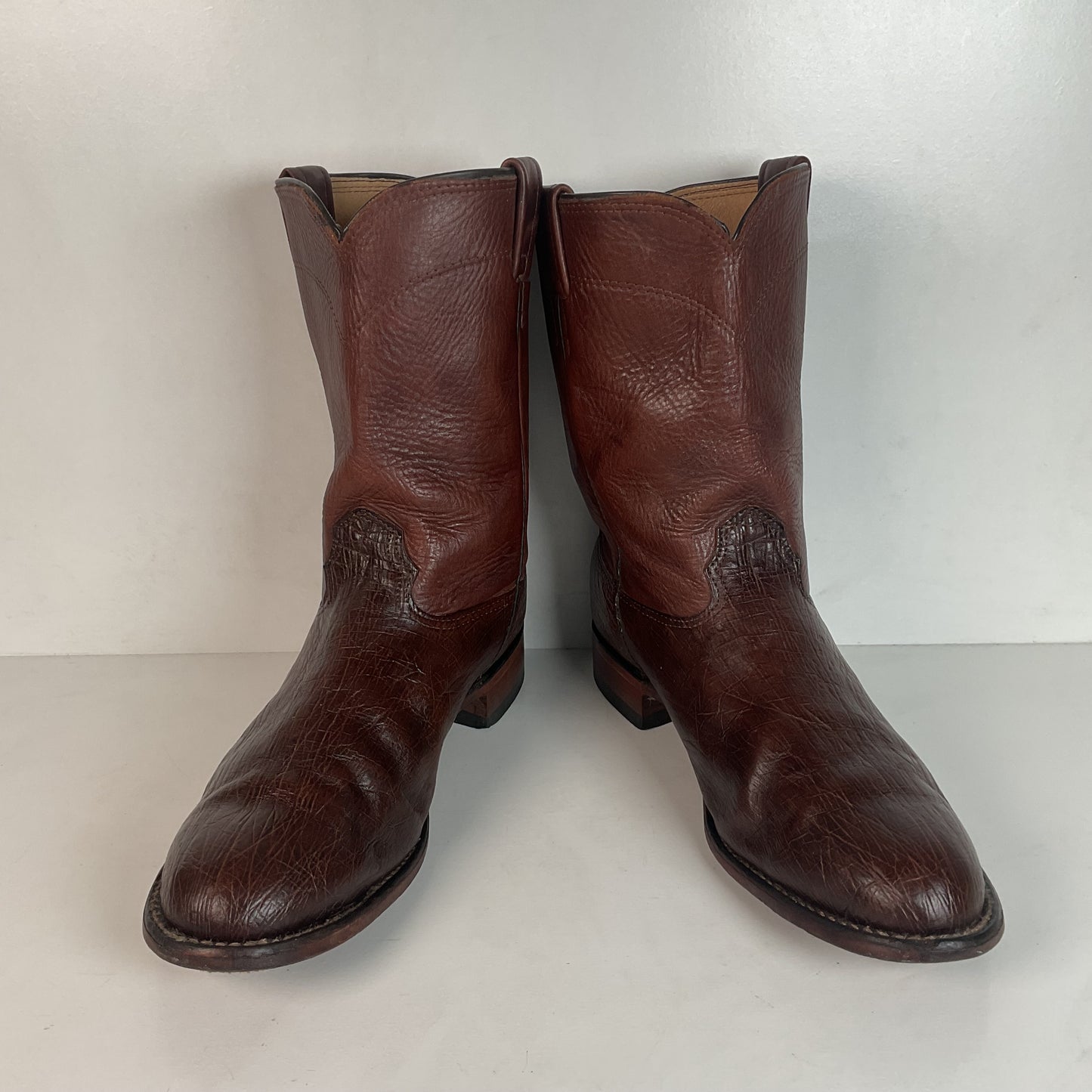 Vintage Larry Mahan Smooth Ostrich Roper Boots 12 D Exotic