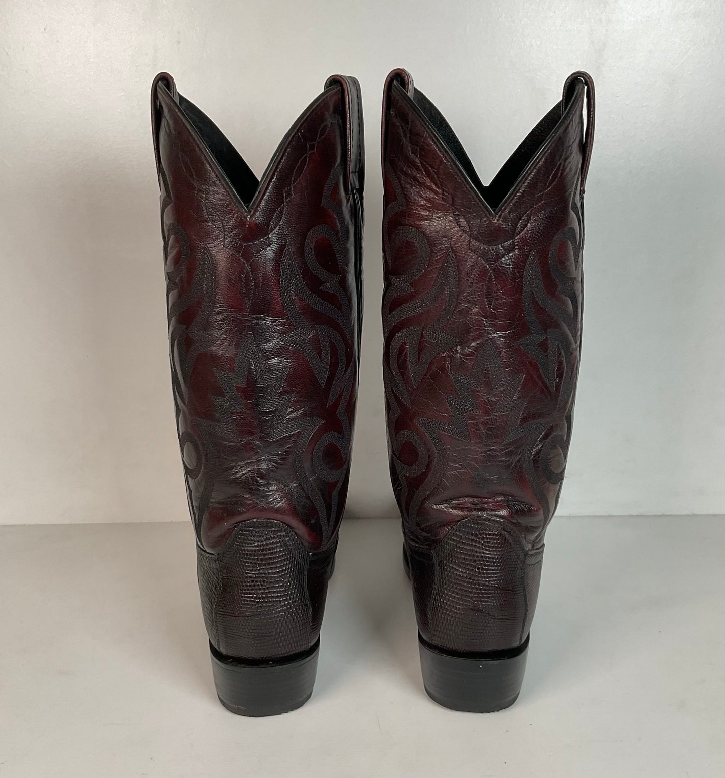Dan Post Black Cherry Teju Lizard Cowboy Boots 8 D