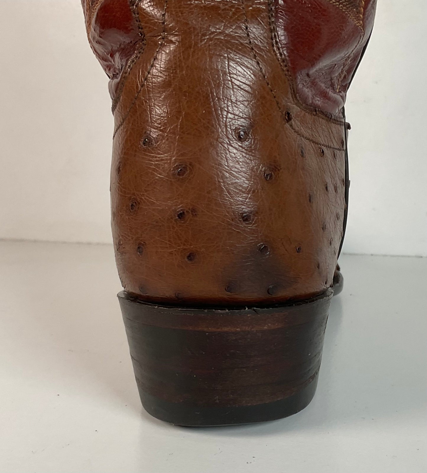 Vintage TO Stanley Kango Tobacco Ostrich Quill Cowboy Boots 10.5 D USA Made Exotic