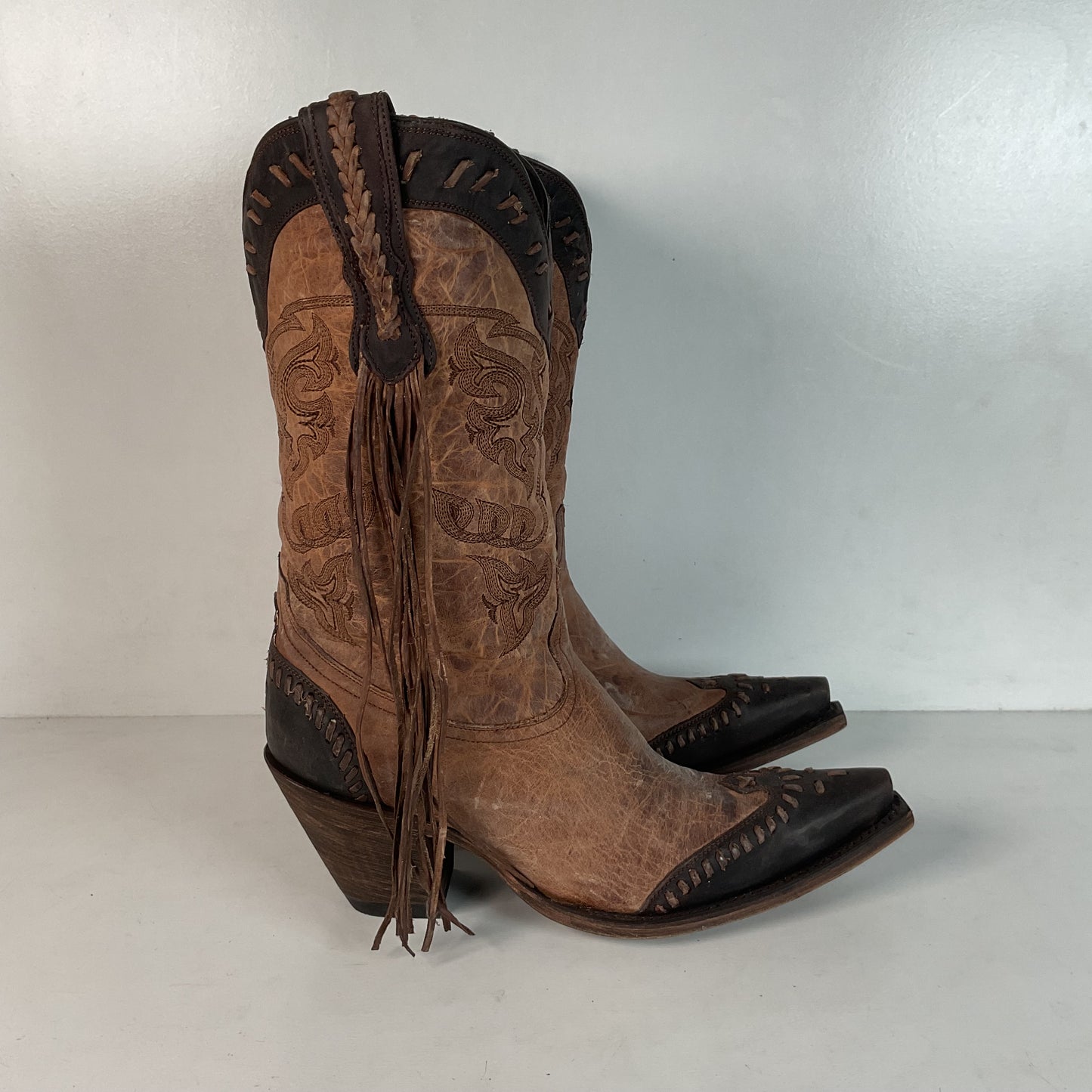 Lucchese Tucson Fringe Cowgirl Boots 9 B Wingtip