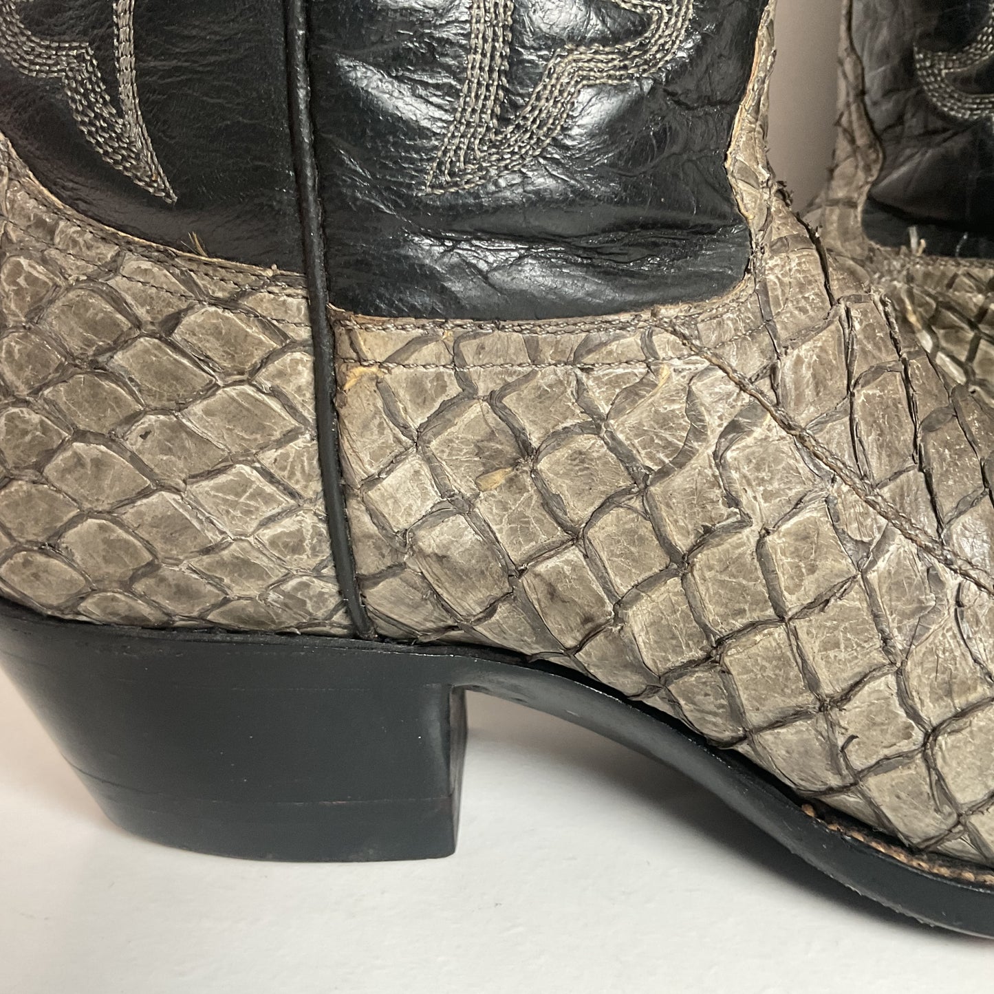 Pirarucu Fish Cowboy Boots Men’s 6.5 | Women’s 7.5 Inverted Cut Exotic Bass