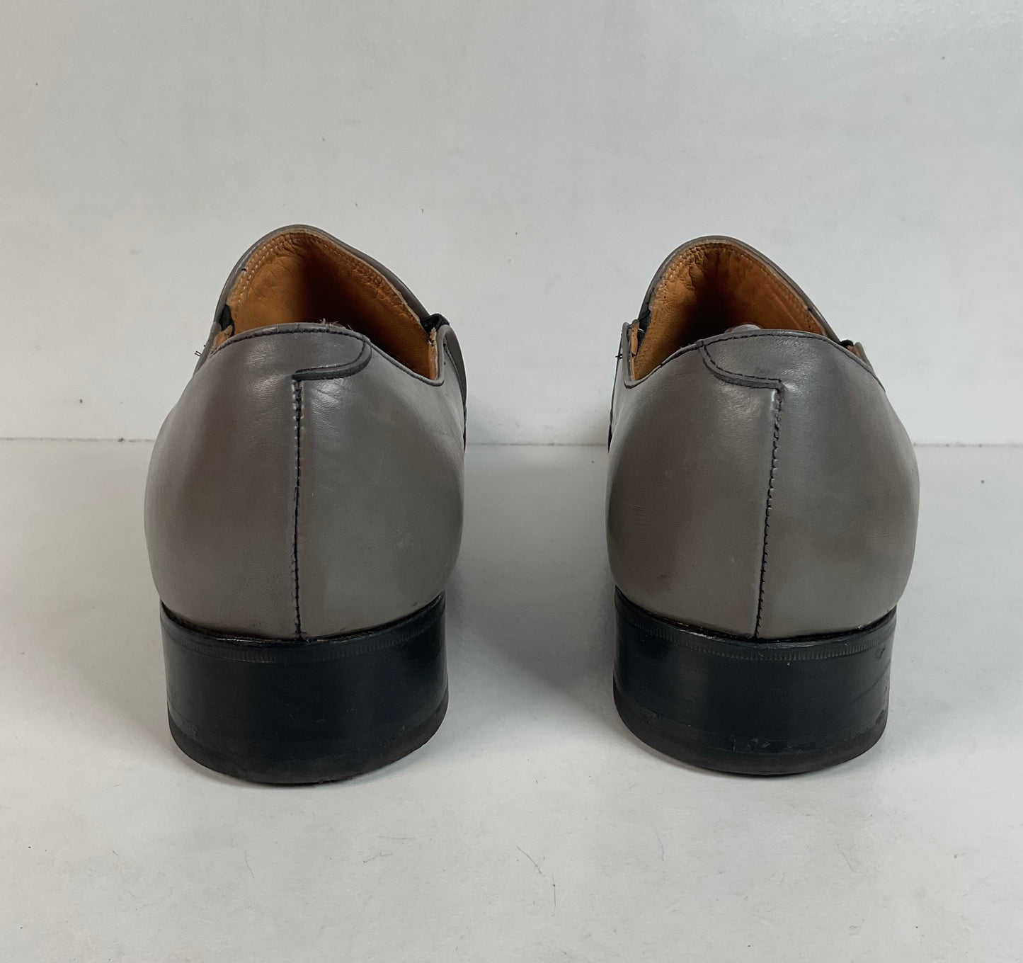 Vintage Johnston Murphy Aristocraft Grey Loafers 13 D Apron Toe USA Made