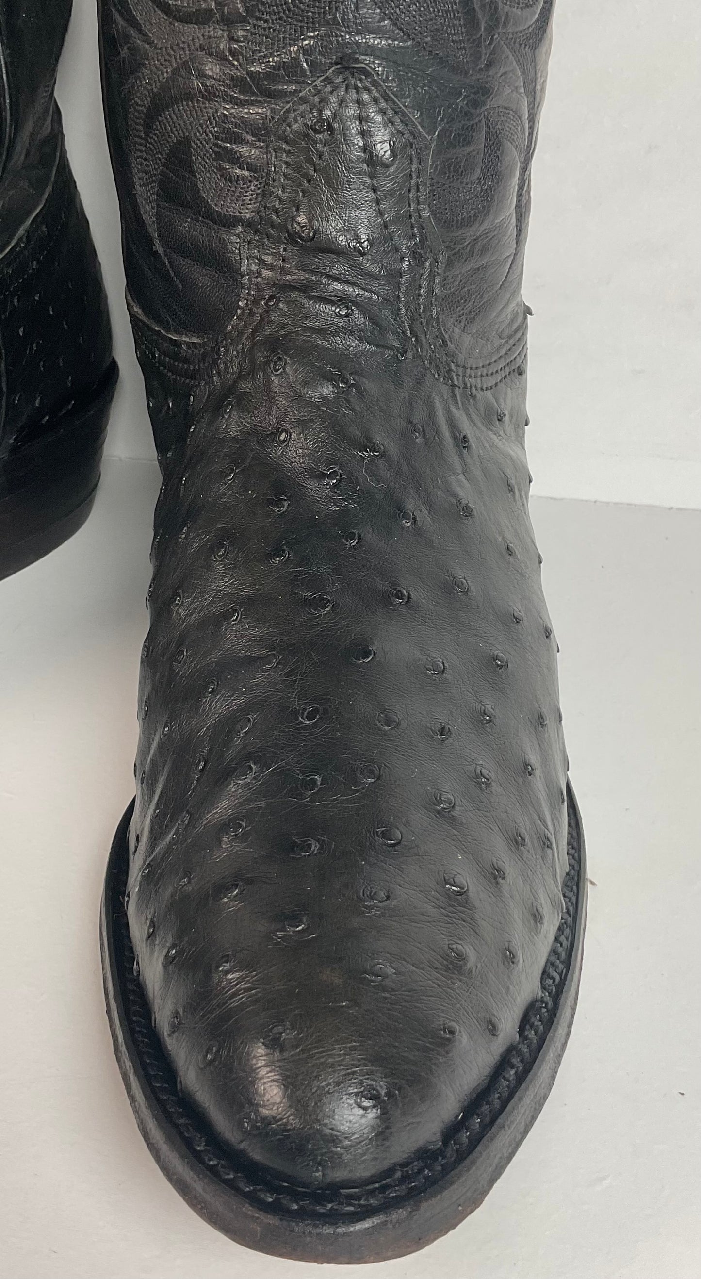 Vintage Nocona Black Ostrich Quill Cowboy Boots Men’s 11.5 B Exotic