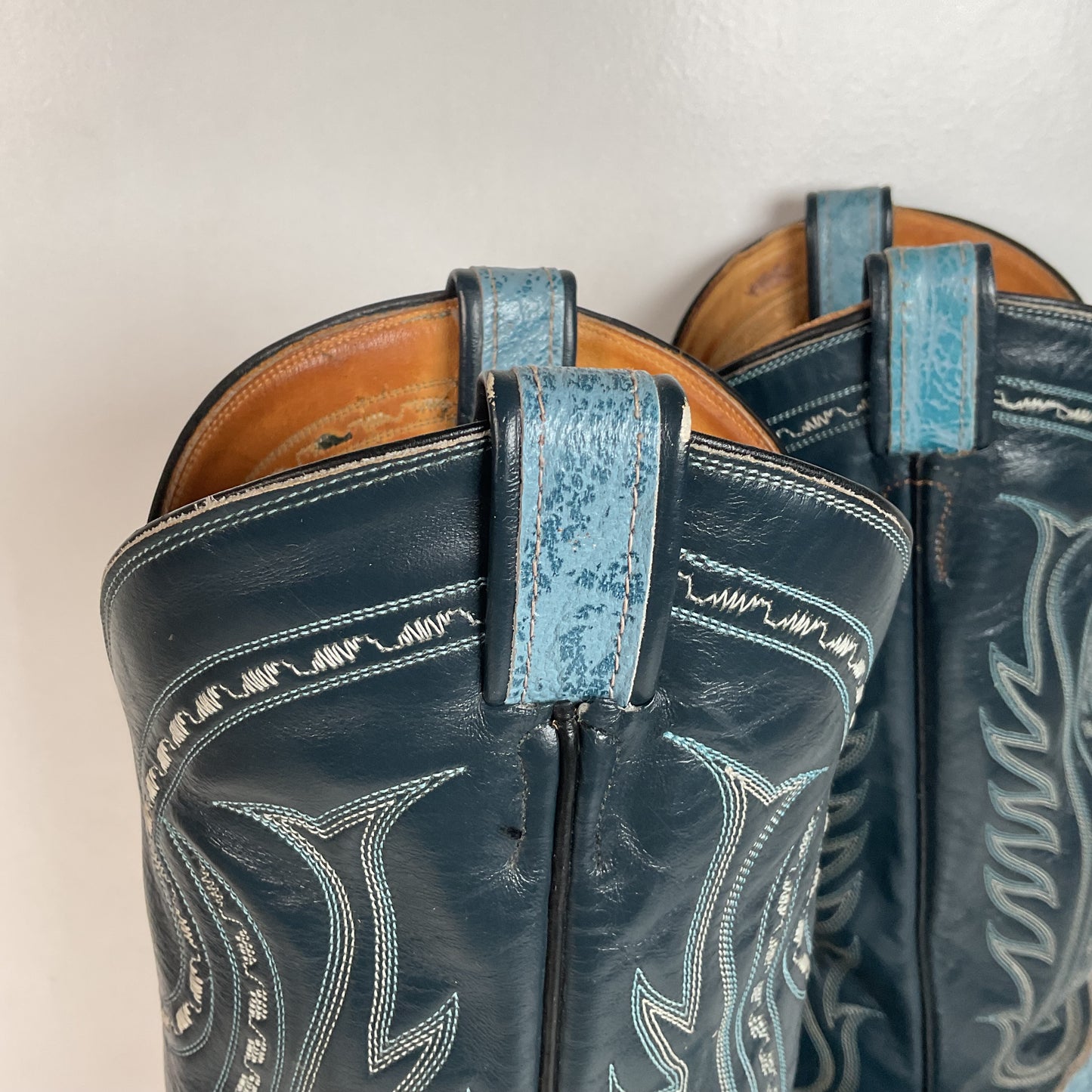 Vintage Tony Lama Blue Antelope Cowboy Boots 10.5 D Exotic Gold Label