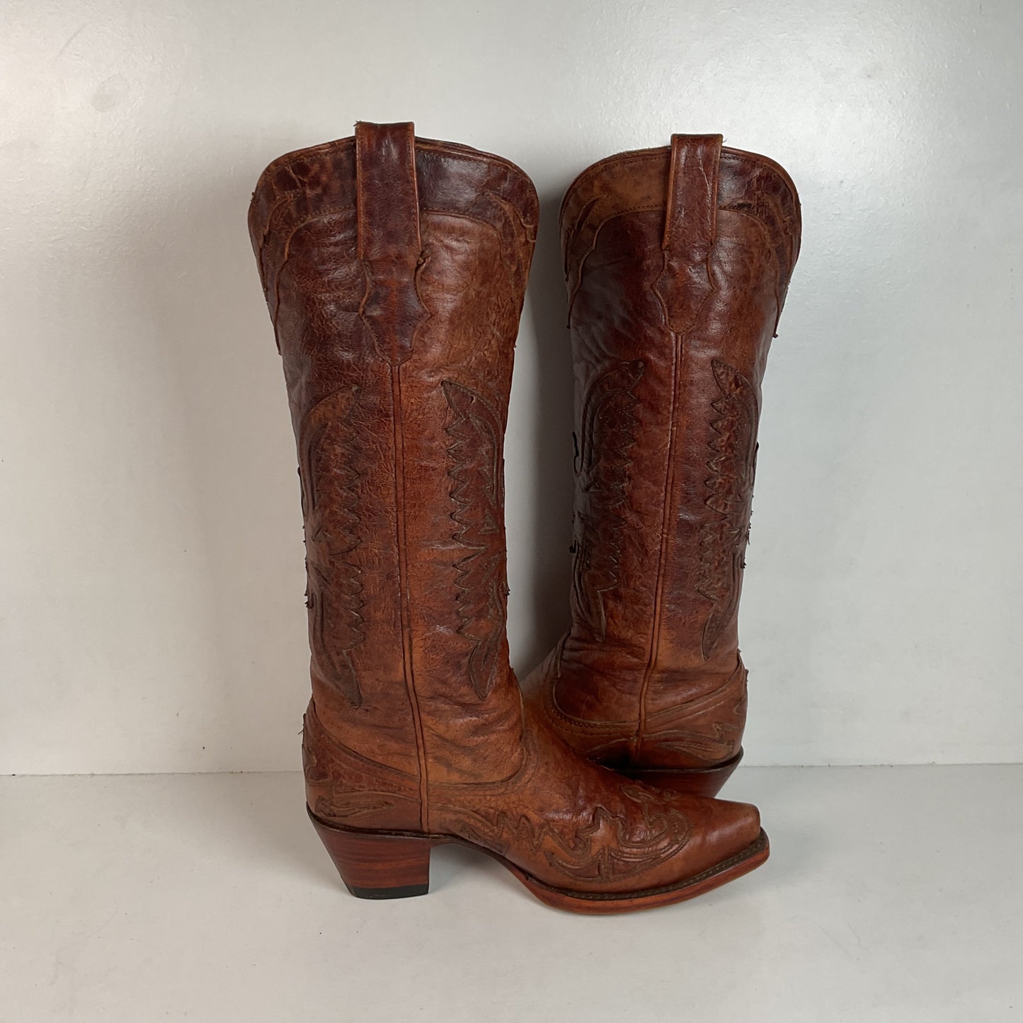 Corral Distressed Leather Thunderbird Cowgirl Boots 8.5 M Overlay Tall