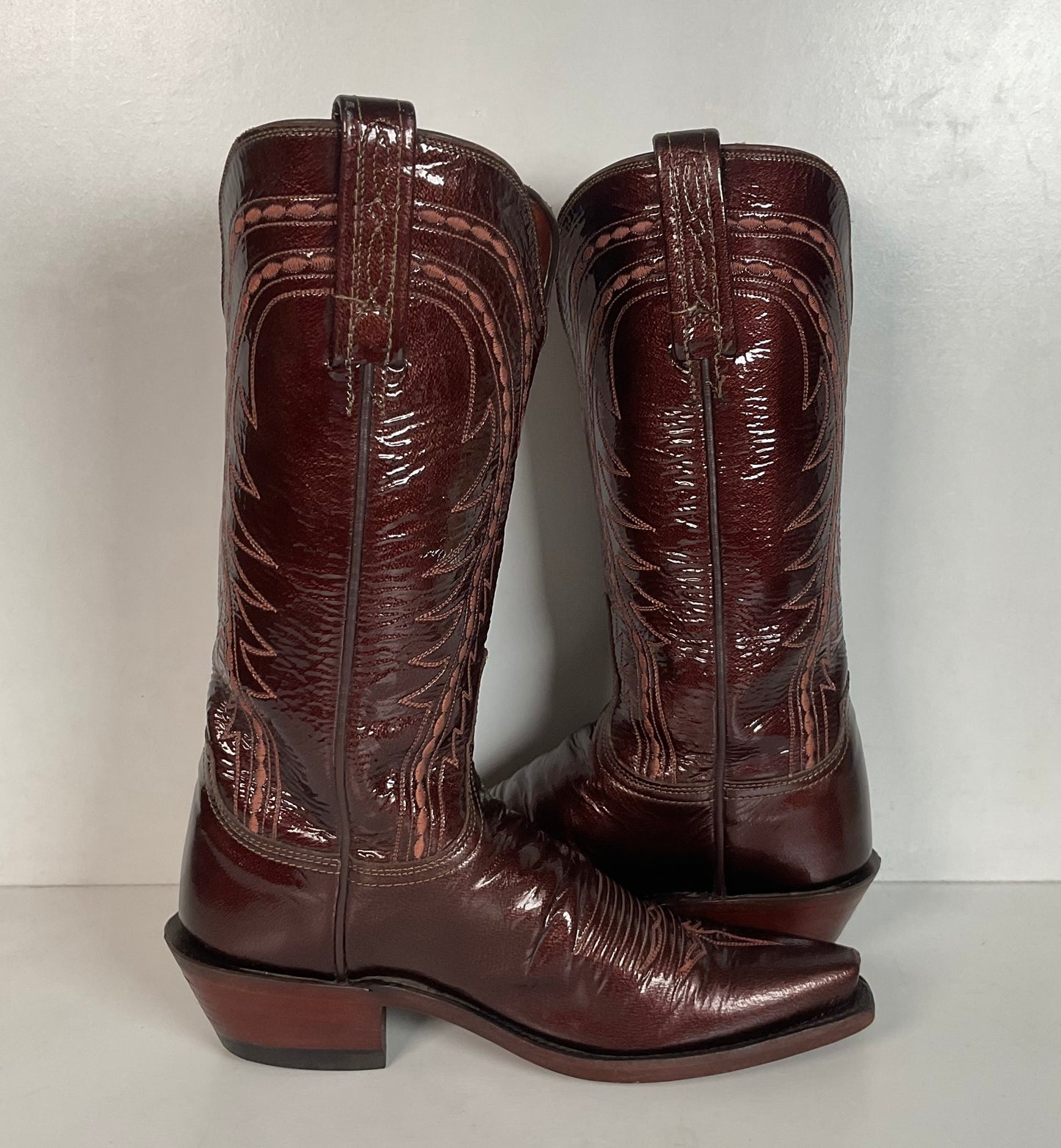 Lucchese 1883 Glossy Patent Leather Cowgirl Boots 6 B USA Madw
