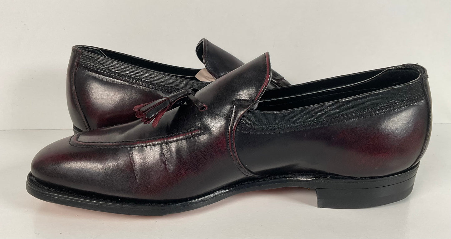 Vintage Johnston Murphy Aristocraft Oxblood Tassel Loafers 9.5 C USA Made