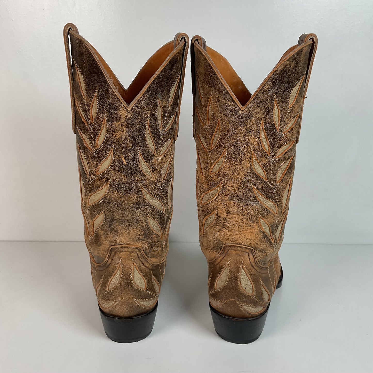 Old Gringo Cowgirl Boots 7 B Tooled Leaf Inlay Recrafted