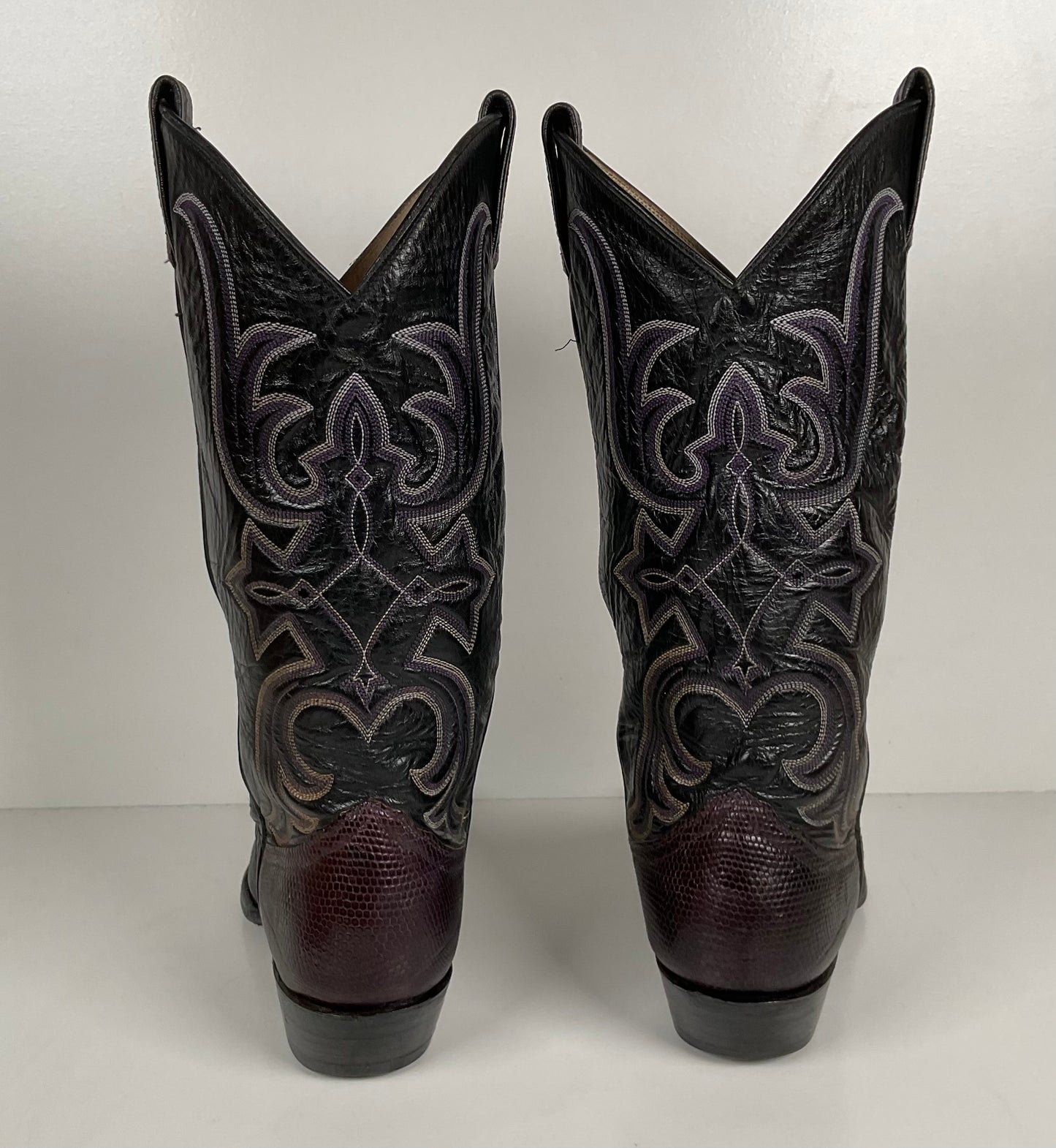 Vintage Larry Mahan Teju Lizard Cowgirl Boots | Purple | Women’s 7.5 B