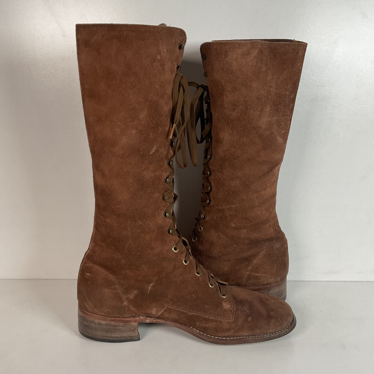 Vintage 1960s Men’s Suede Lace Up Snake Boots 12 D USA Made
